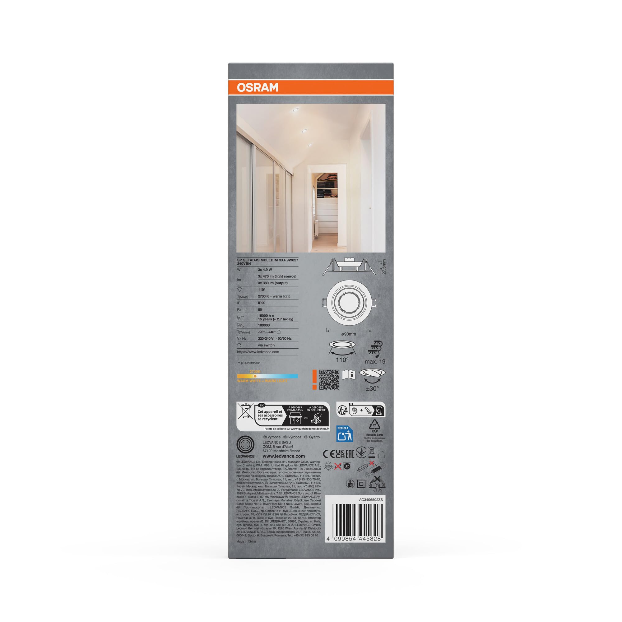 OSRAM Einbaustrahler-Set dimmbar Brushed schwenkbar