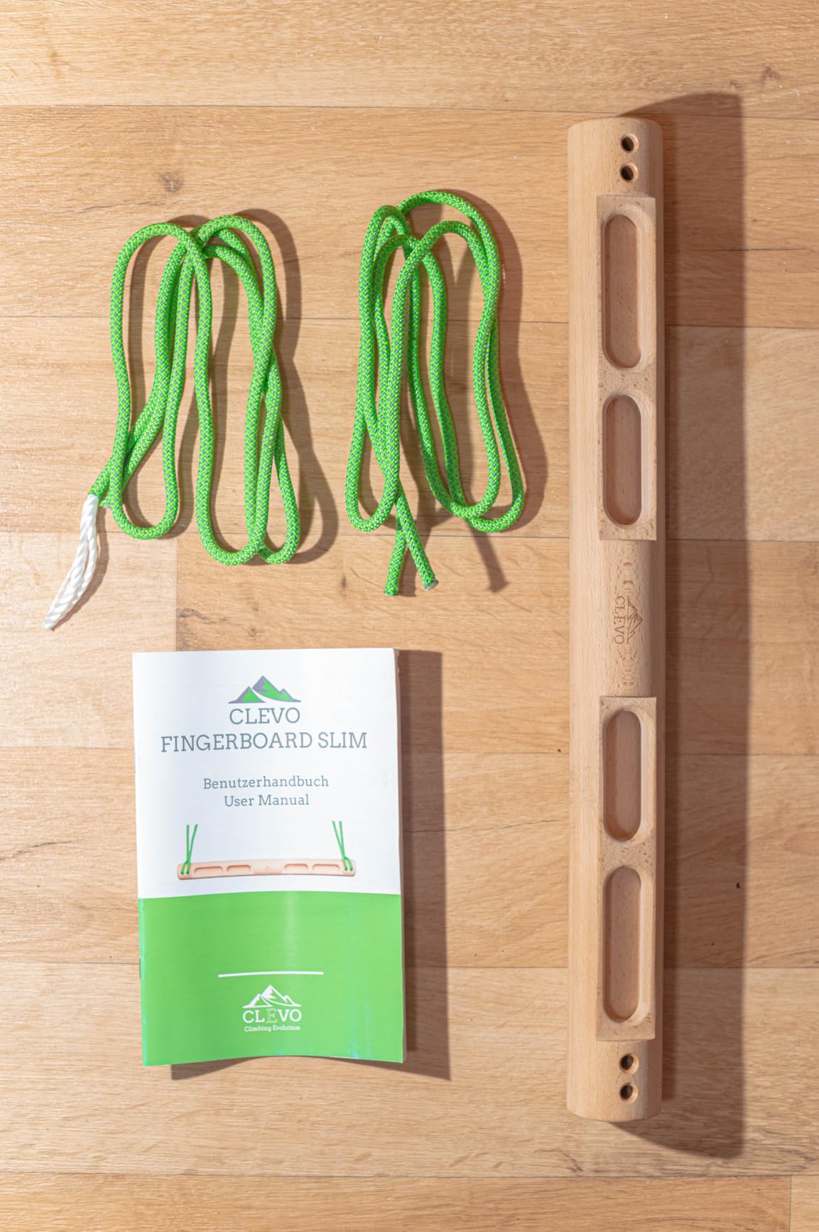Clevo Fingerboard Slim Hangboard Holz mobil Seilaufhängung