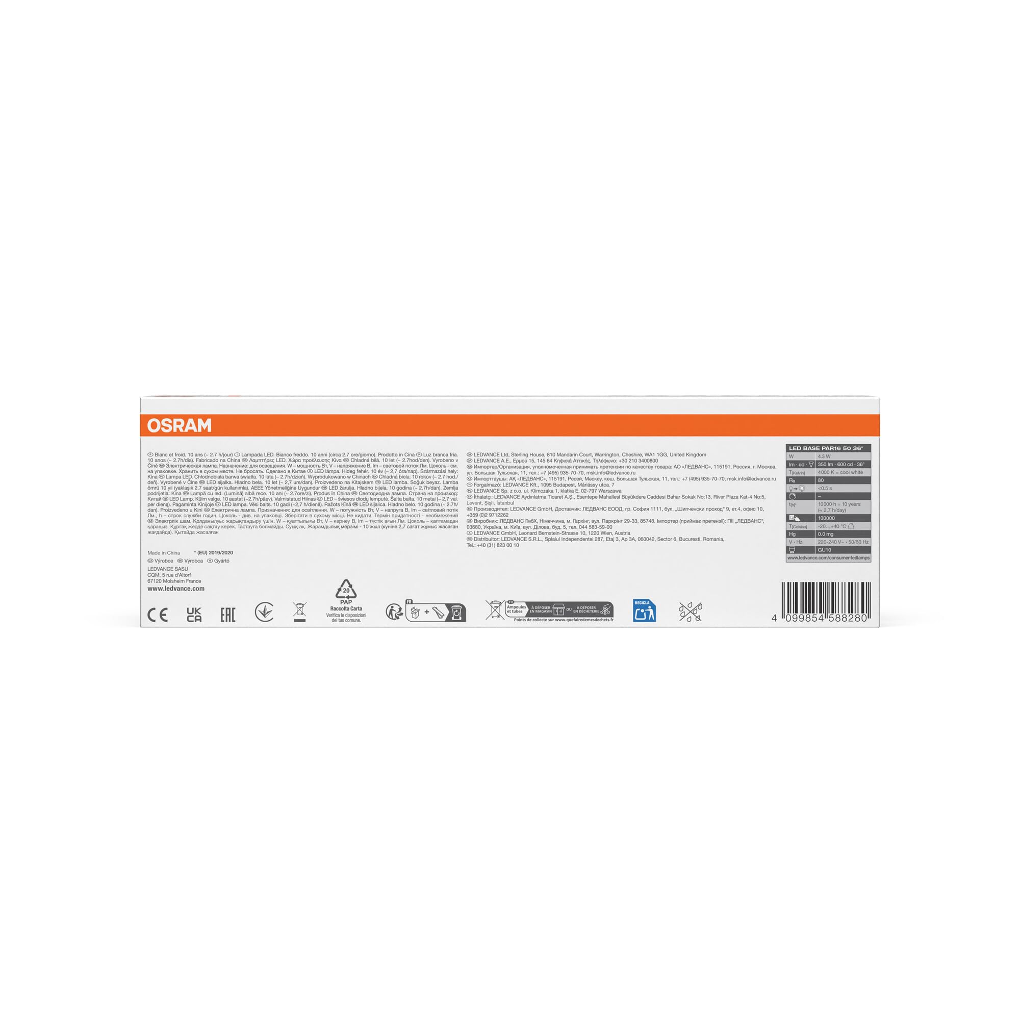 ams OSRAM SMART+ Base PAR16 GU10 Spot 4000K 5er-Pack