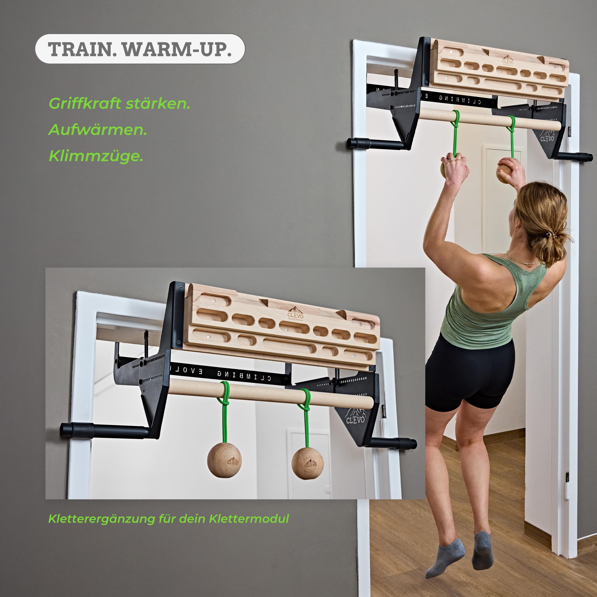 CLEVO Hangball Kletterkugeln Holz Griffkraft-Trainer Boulder