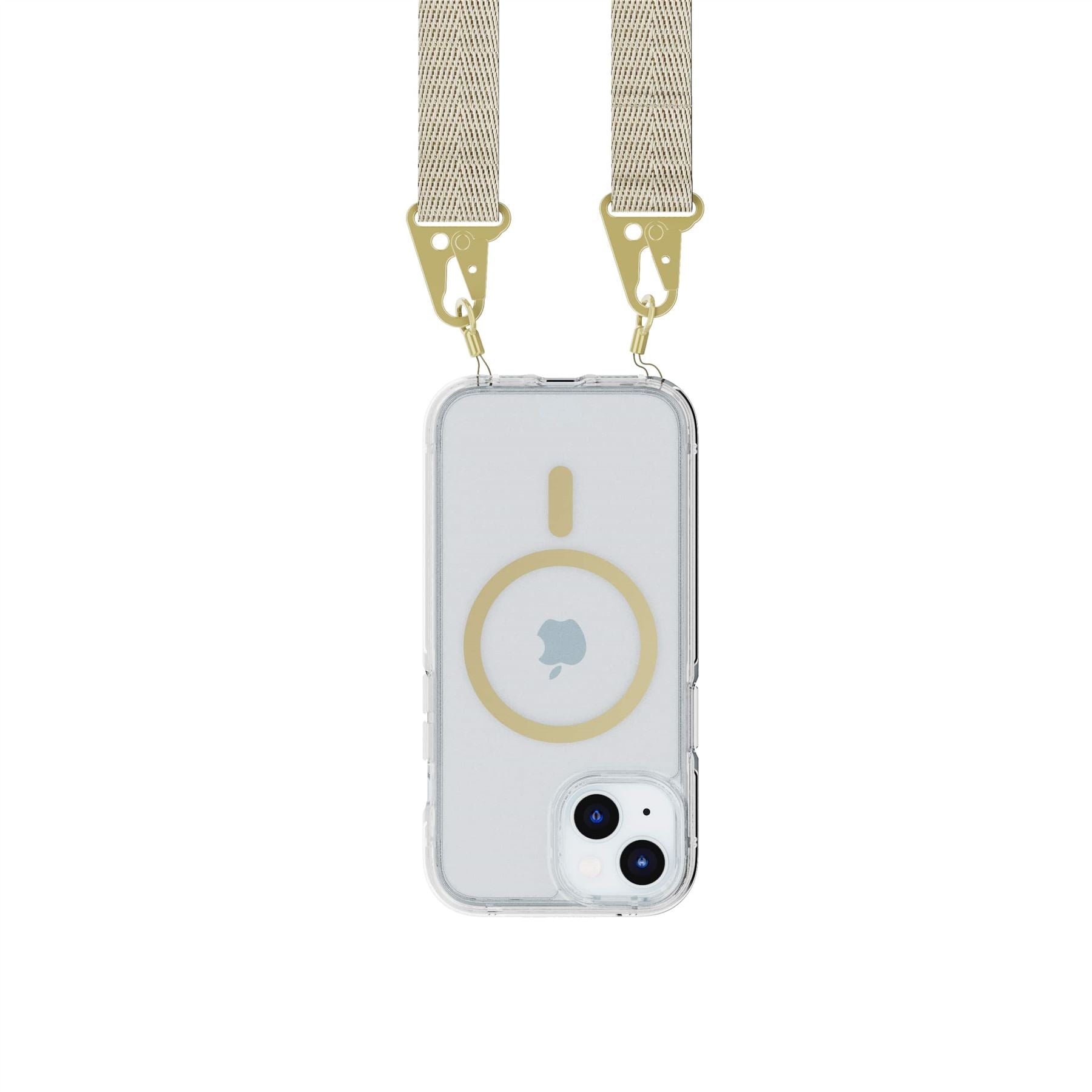 Tech21 FlexQuartz iPhone 15/14/13 Hülle Clear/Gold MagSafe Band