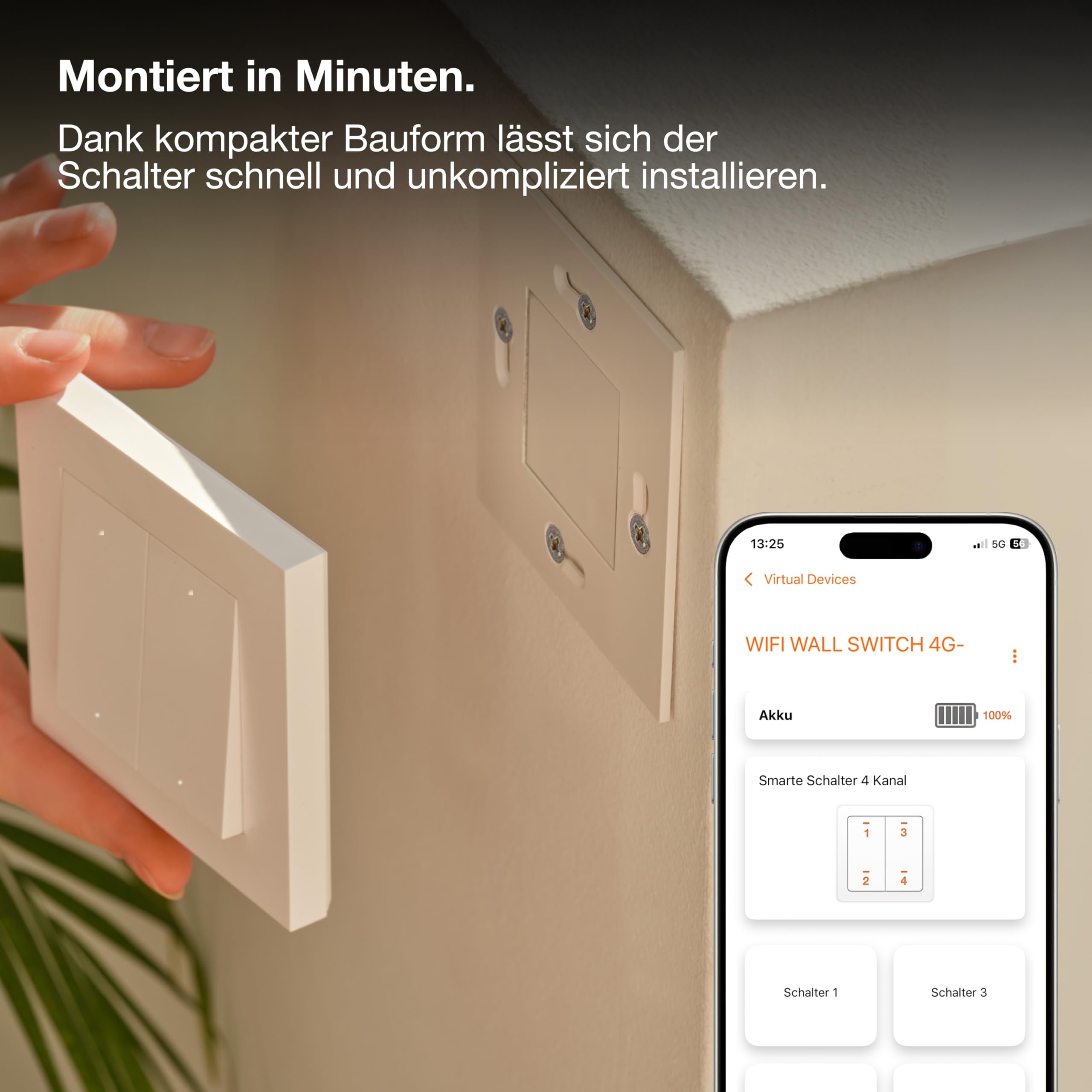 ams OSRAM SMART+ WiFi Wandschalter 4-Gang weiß magnetisch