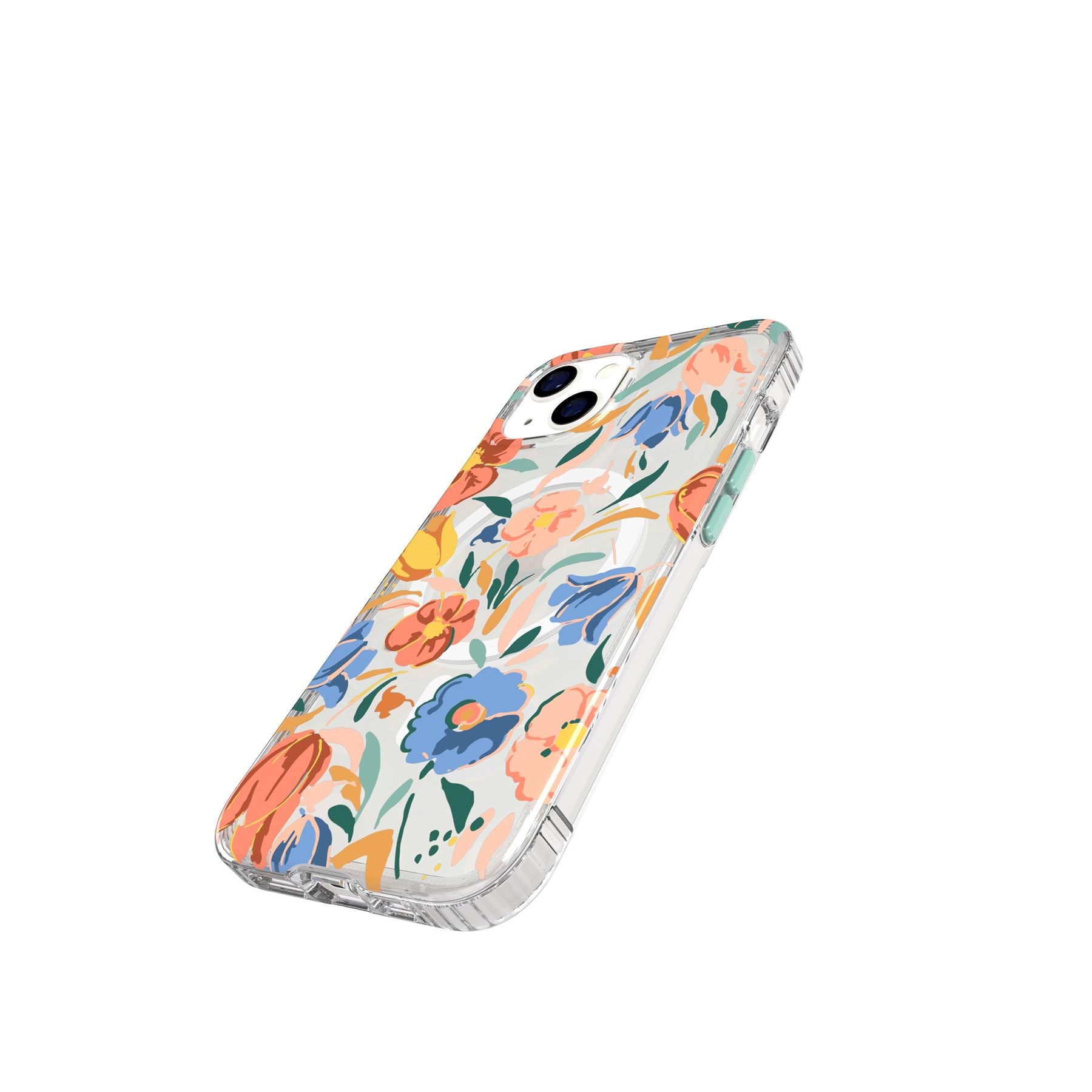 Tech21 EvoArt iPhone 13 Handyhülle Peach Tulip MagSafe