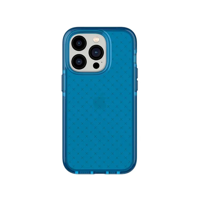 Tech21 EvoCheck iPhone 14 Pro Hülle Classic Blue Tint Karo