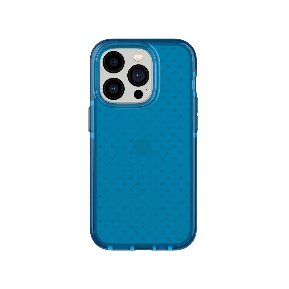 Tech21 EvoCheck iPhone 14 Pro Hülle Classic Blue Tint Karo