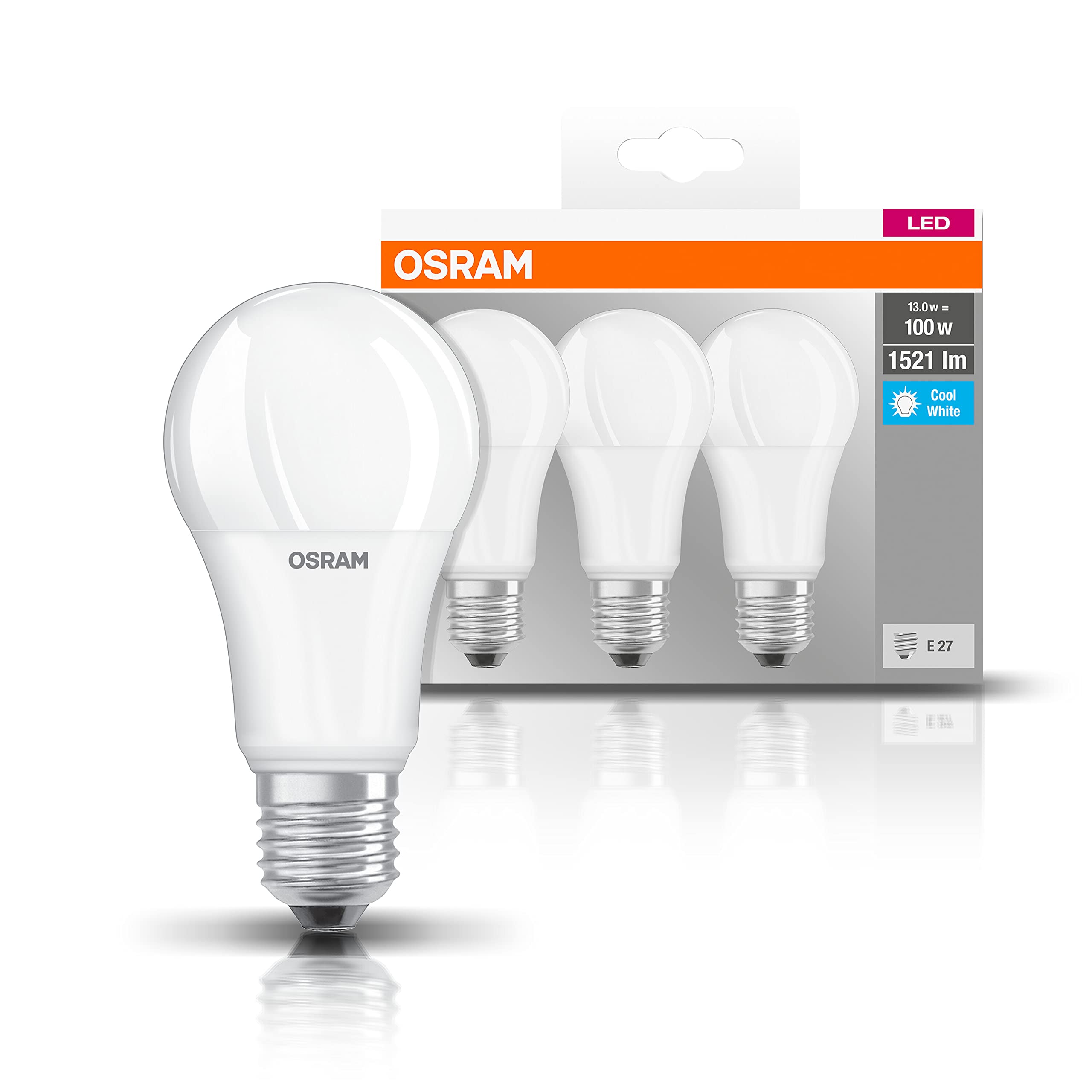 ams OSRAM SMART+ Classic A100 LED-Lampe E27 4000K 3er-Pack