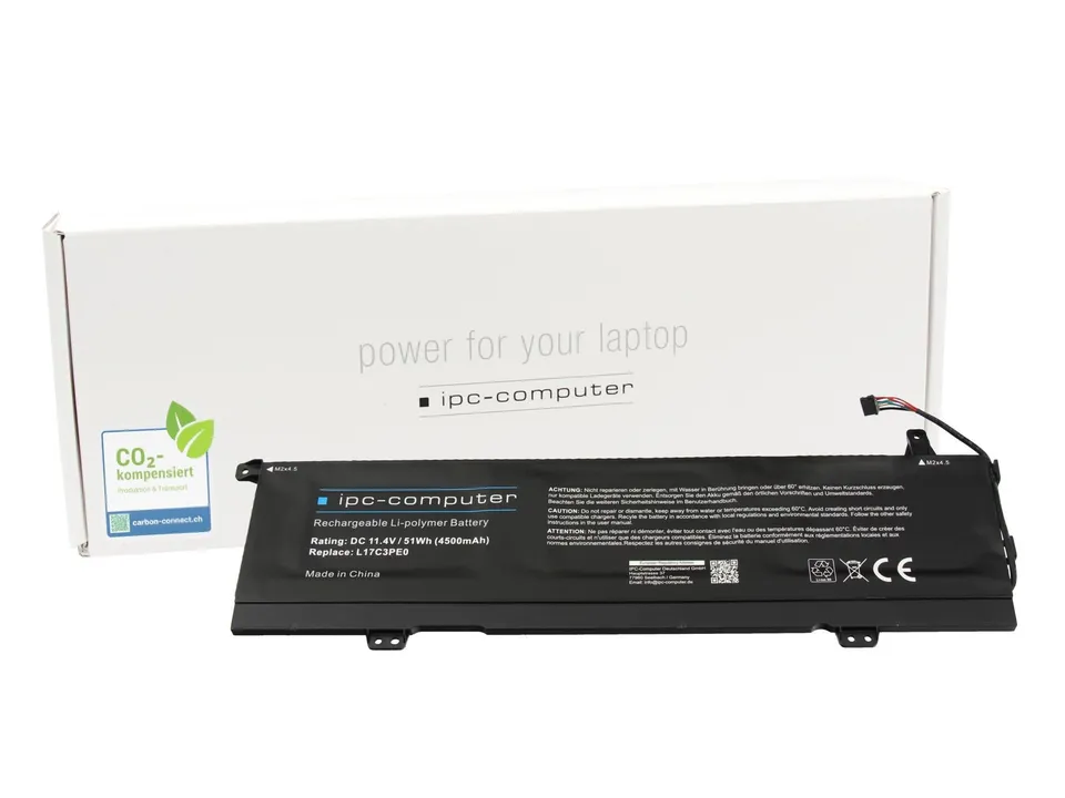 IPC-Computer Akkus L17L3PE0 Laptop Akku 51Wh schwarz