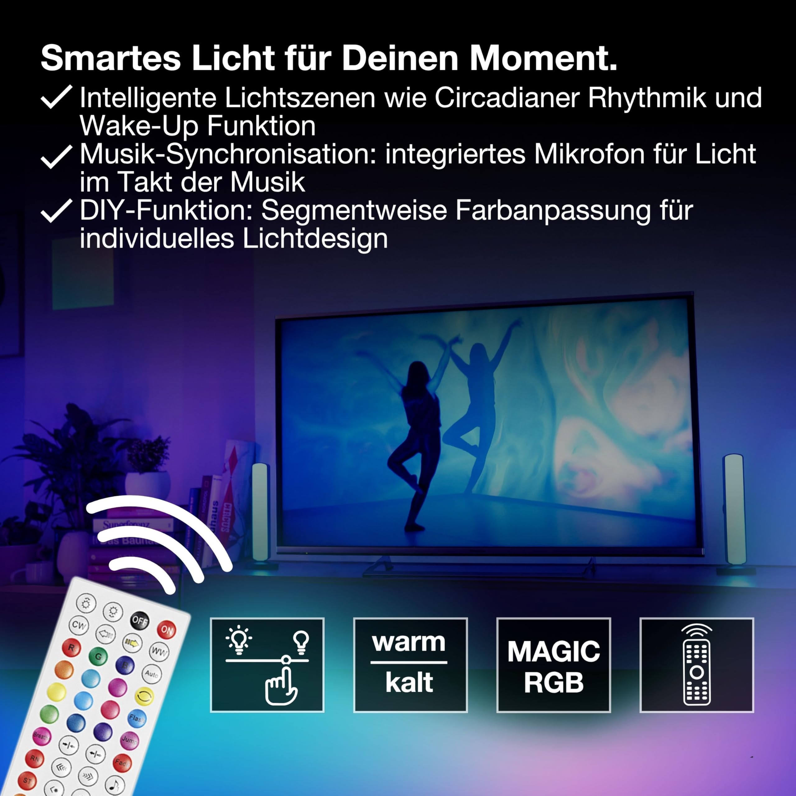 ams OSRAM SMART+ WiFi LED-Stehleuchte klein schwarz RGB dimmbar