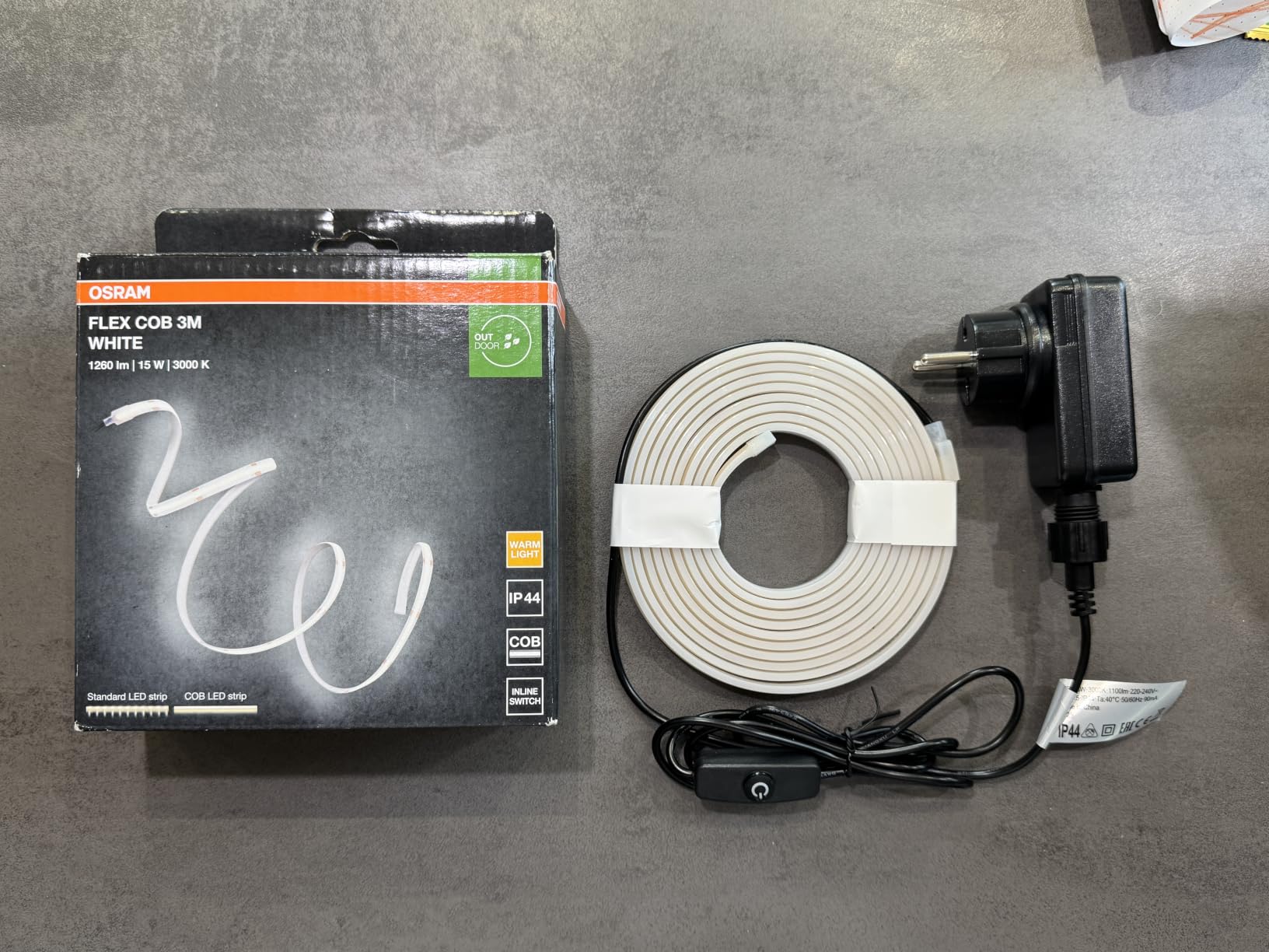 ams OSRAM Flex COB Outdoor LED-Streifen 3m warmweiß IP44