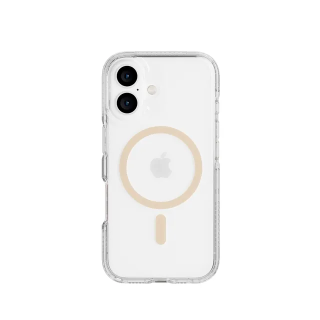 Tech21 FlexQuartz iPhone 16 Hülle Gold MagSafe klar