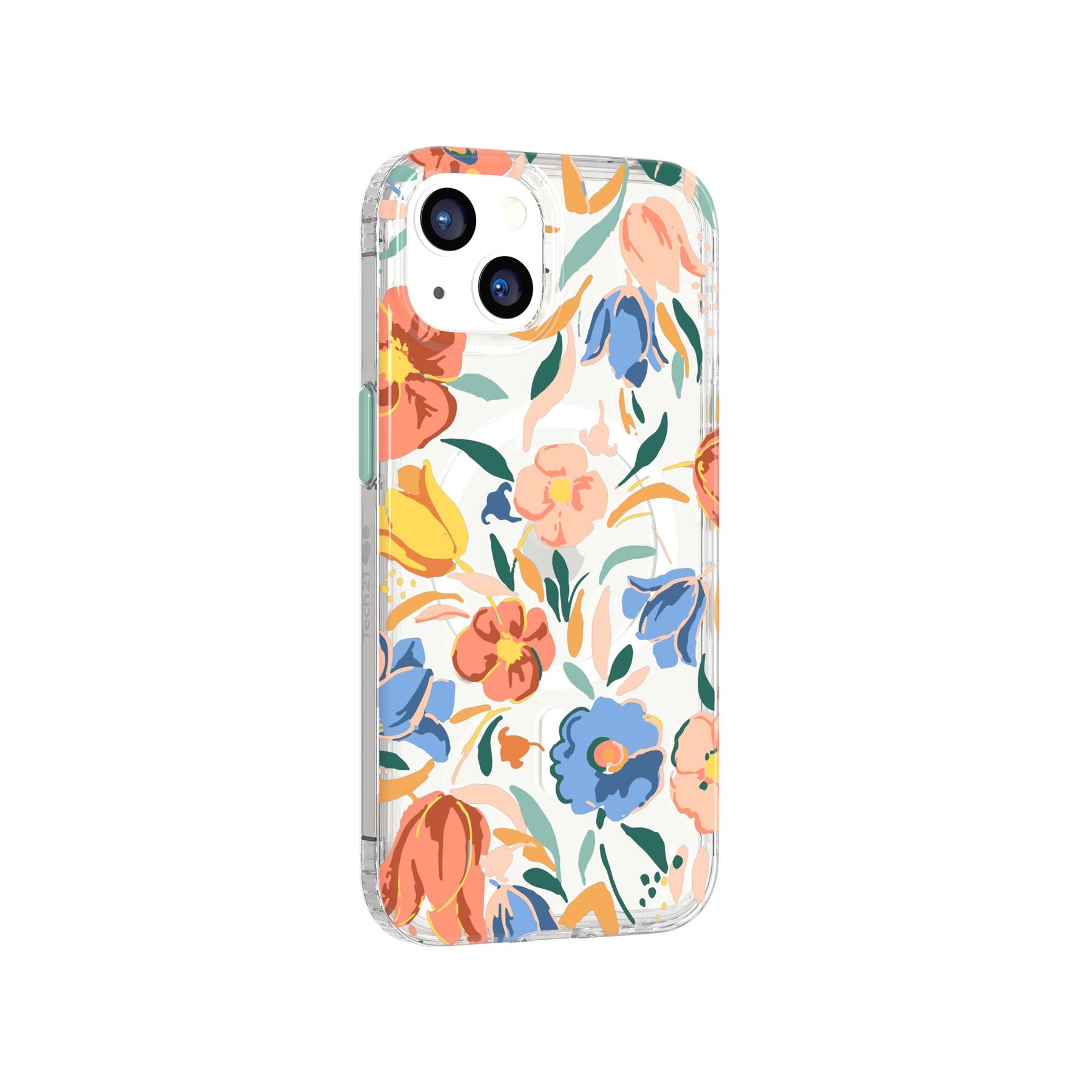 Tech21 EvoArt iPhone 13 Handyhülle Peach Tulip MagSafe