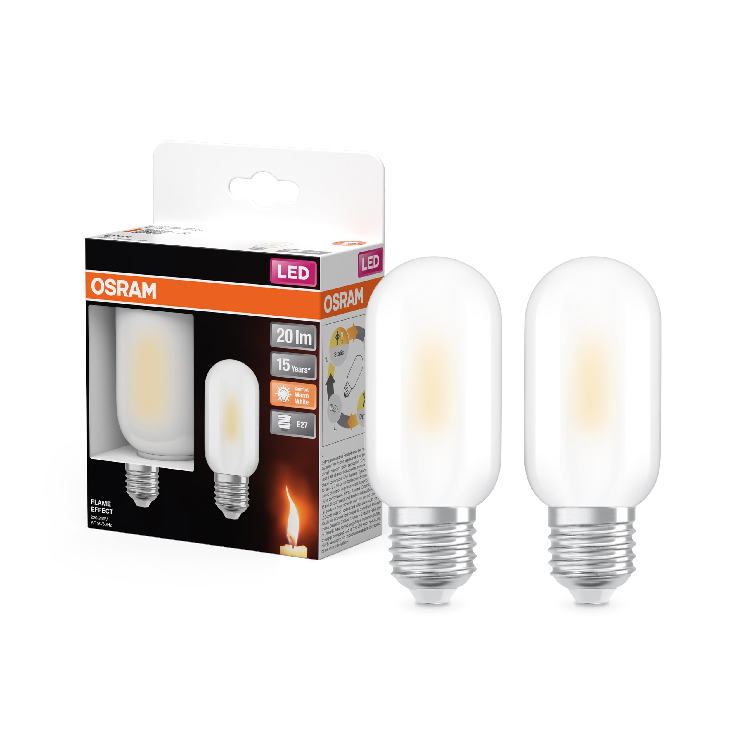 ams OSRAM LED-Lampe E14 Flammeneffekt matt 1W