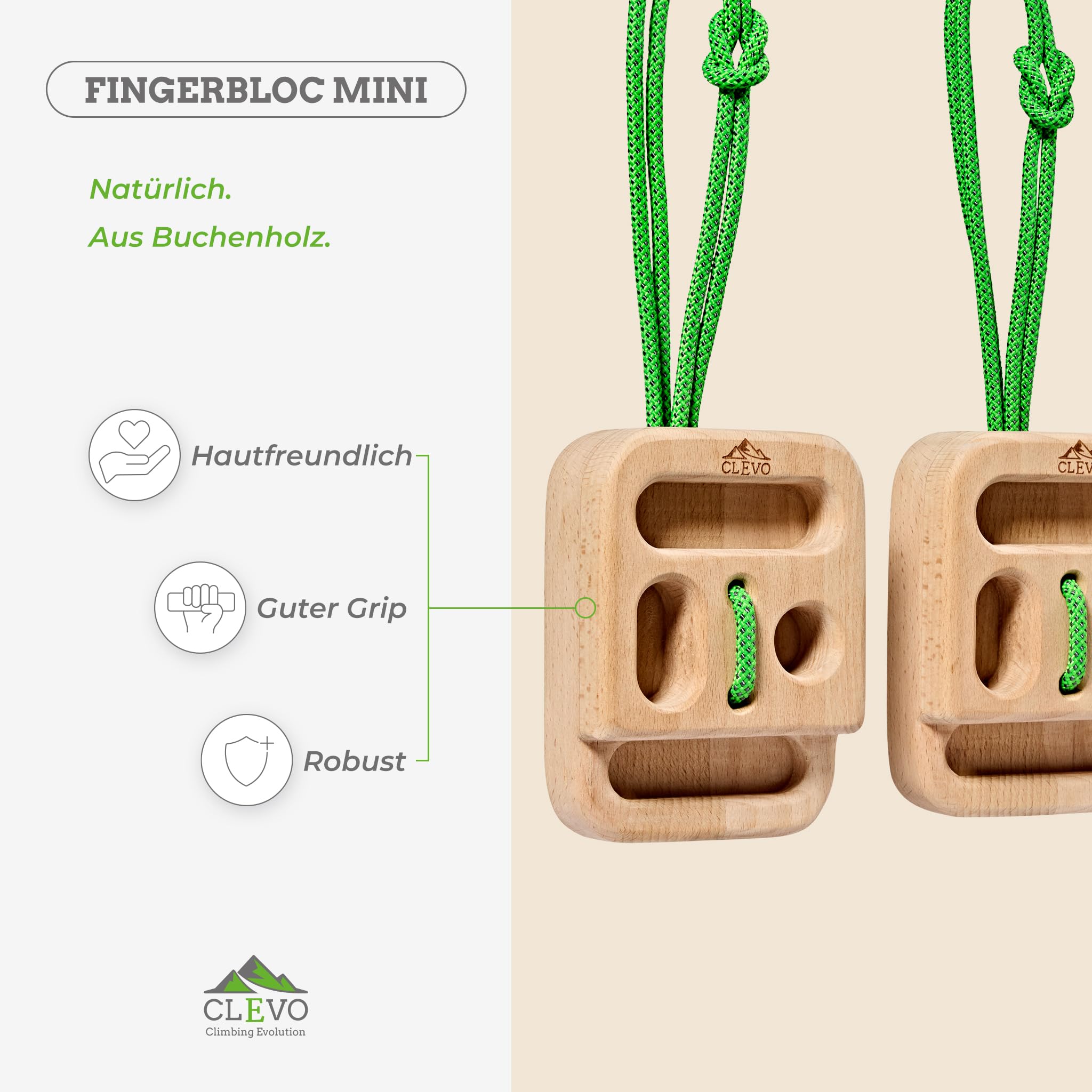 CLEVO Finger Bloc Mini Hangboard Holz tragbar
