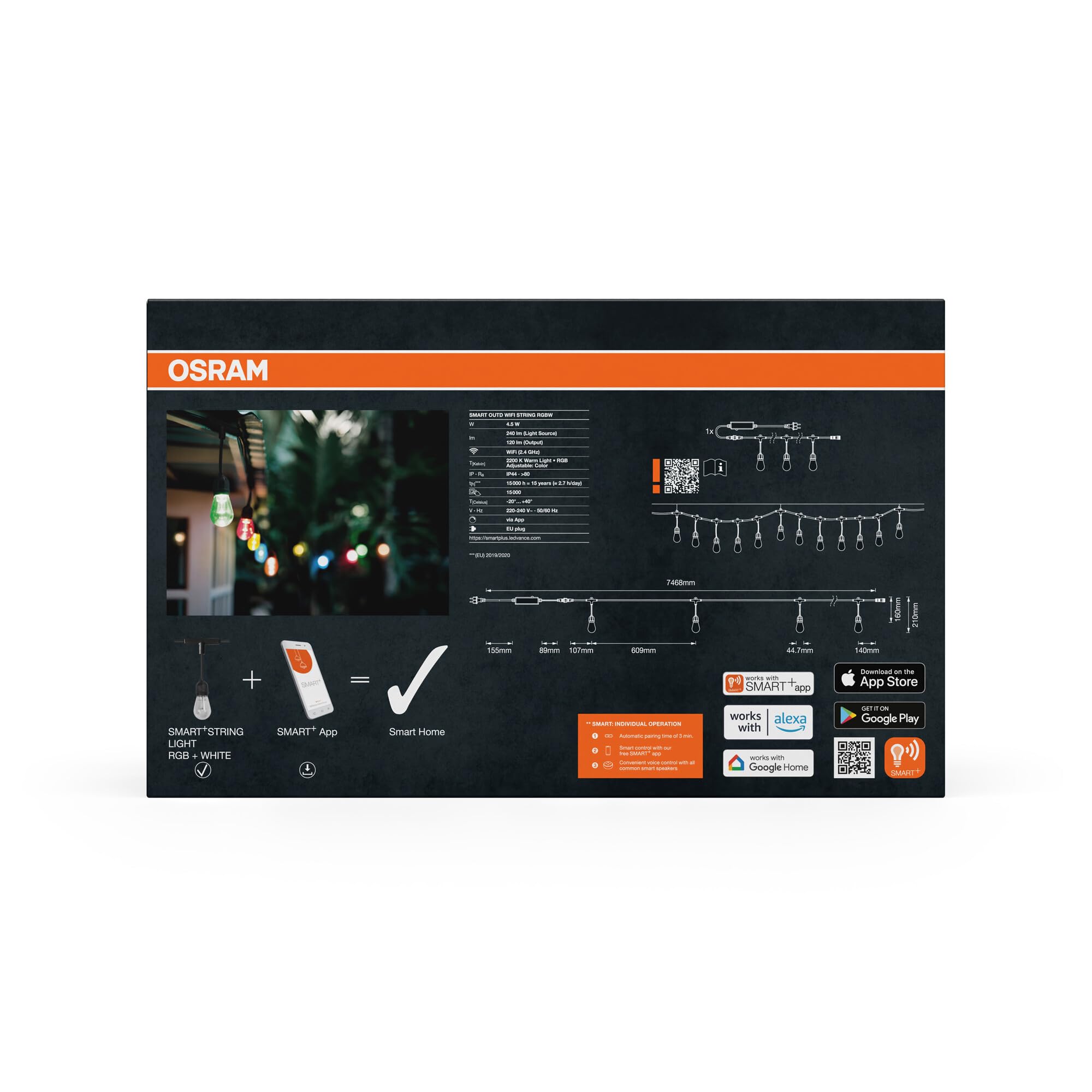 ams OSRAM SMART+ Outdoor WiFi Lichterkette IP44 schwarz