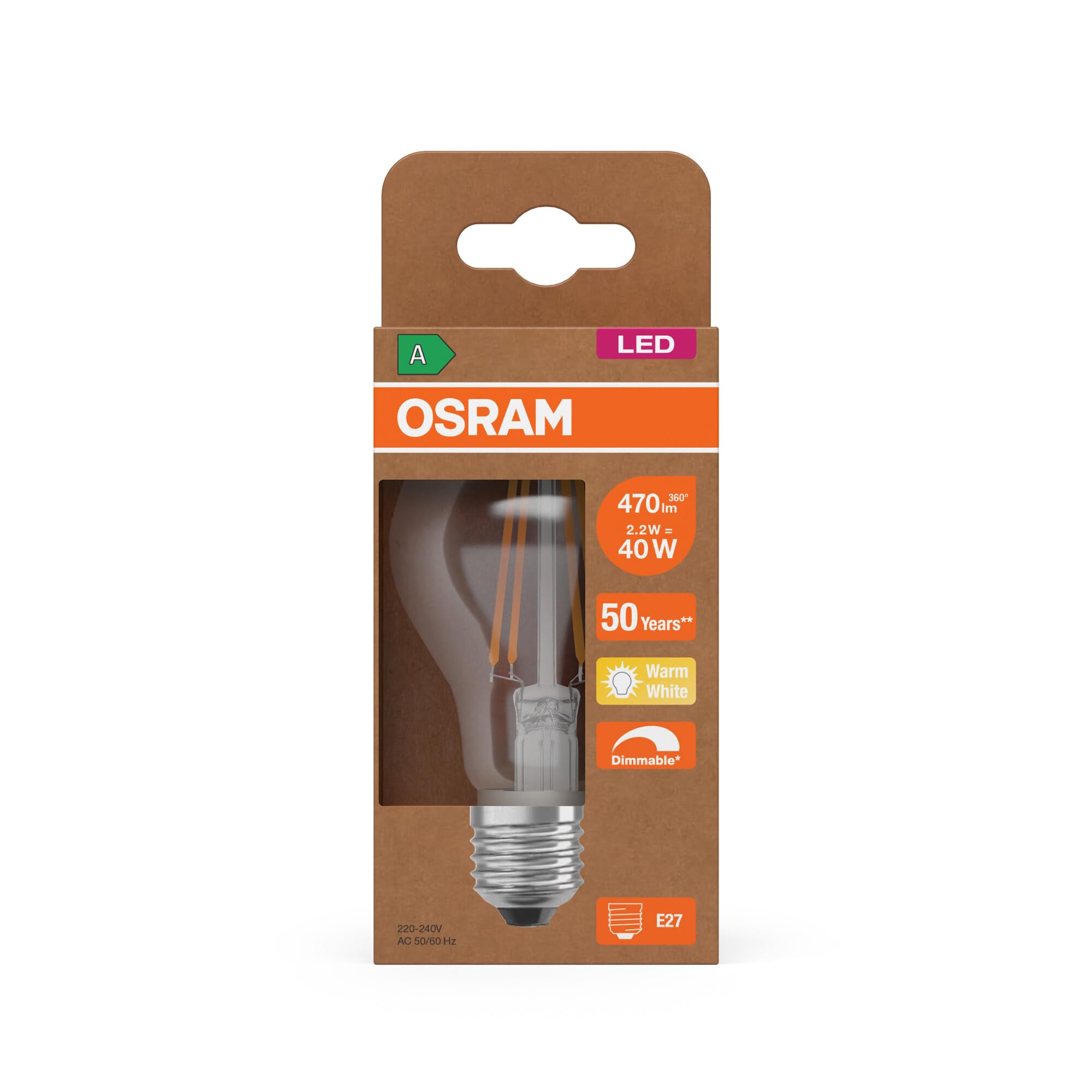 ams OSRAM SMART+ LED Classic A40 DIM E27 2,2W Weiß