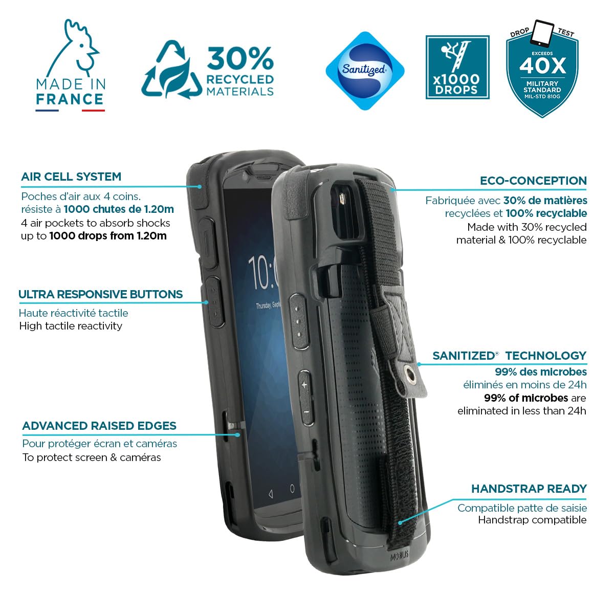 Mobilis PROTECH Zebra TC53/TC58 Schutzhülle Schwarz mit Handschlaufe