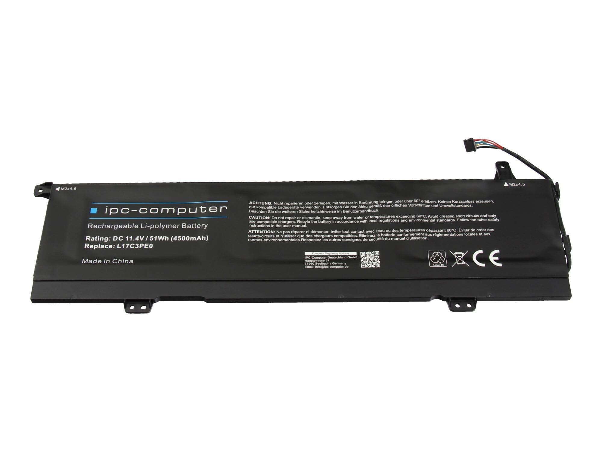 IPC-Computer Akkus L17L3PE0 Laptop Akku 51Wh schwarz