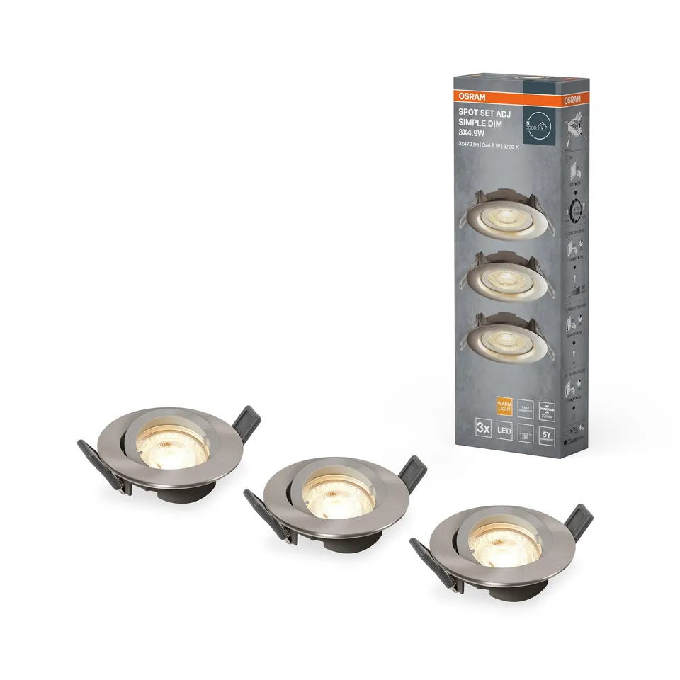 OSRAM Einbaustrahler-Set dimmbar Brushed schwenkbar