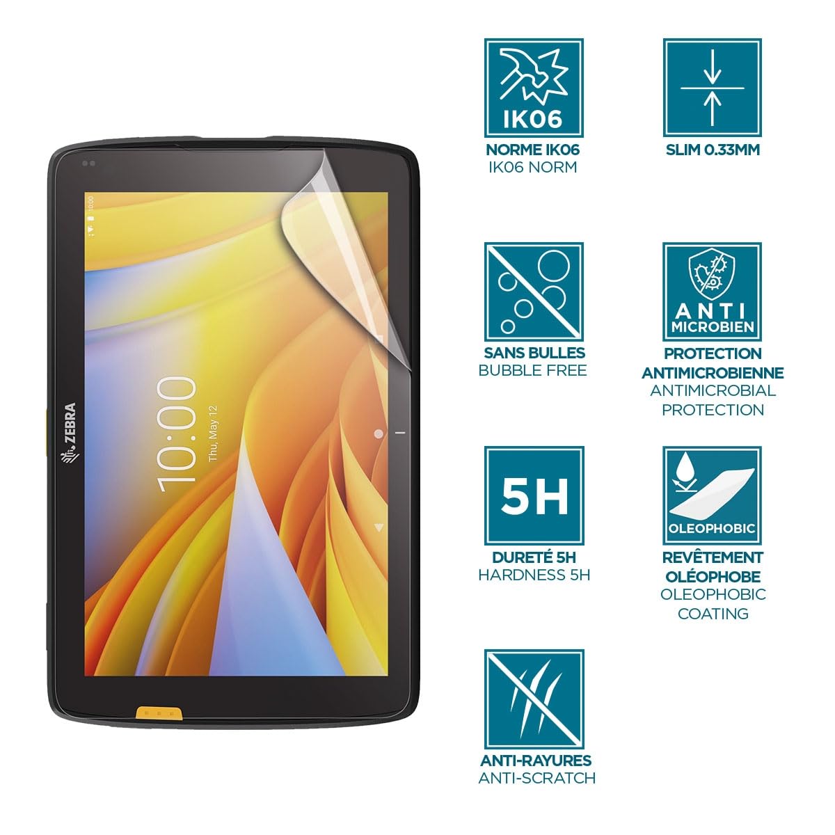 Mobilis Displayschutzfolie Zebra ET40 ET45 8 Zoll 5H