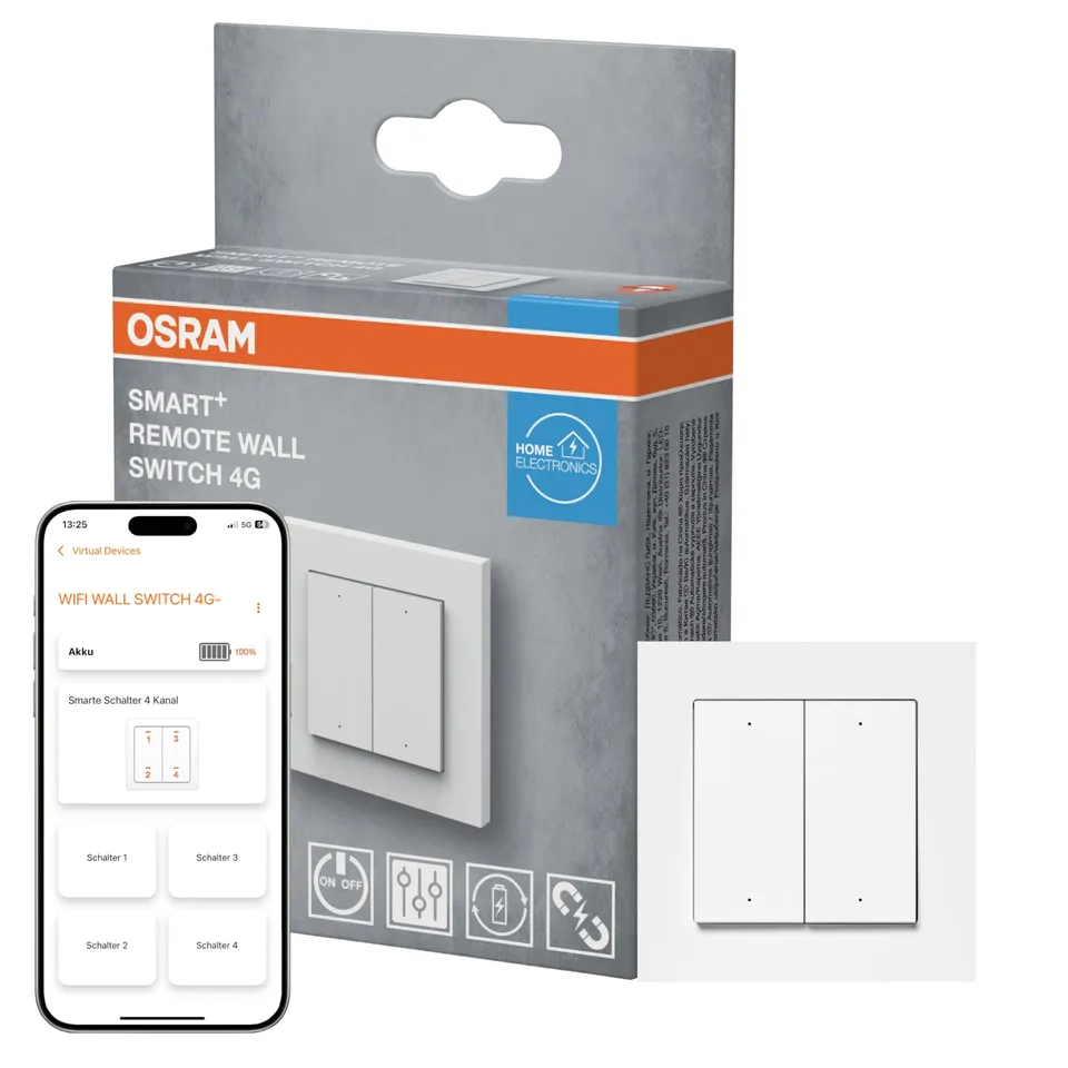 ams OSRAM SMART+ WiFi Wandschalter 4-Gang weiß magnetisch