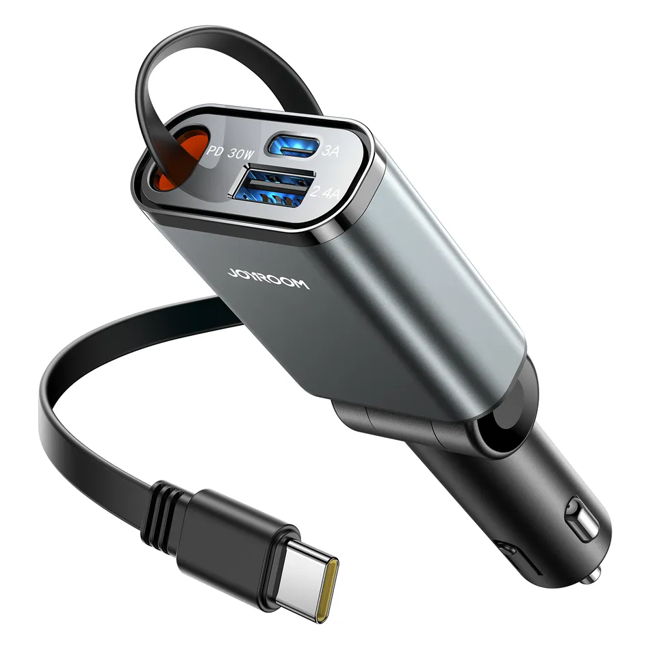 JOYROOM JR-CCL07 3-in-1 Autoladegerät Grau mit Kabel 45W