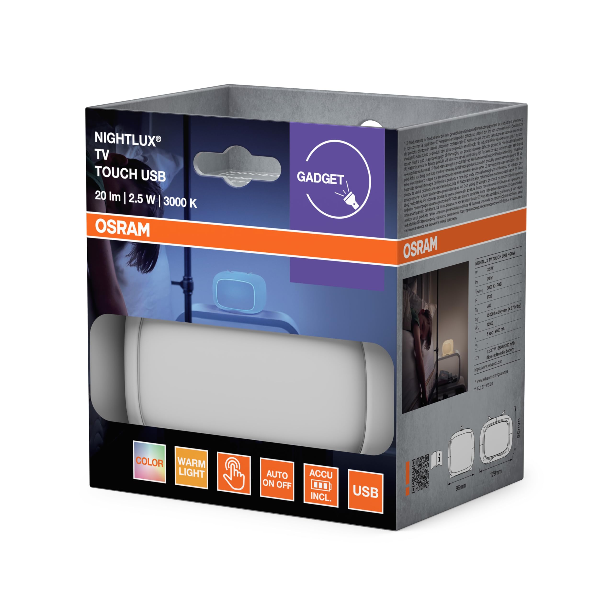 OSRAM NIGHTLUX TOUCH TV-Nachtlicht weiß RGB Akku