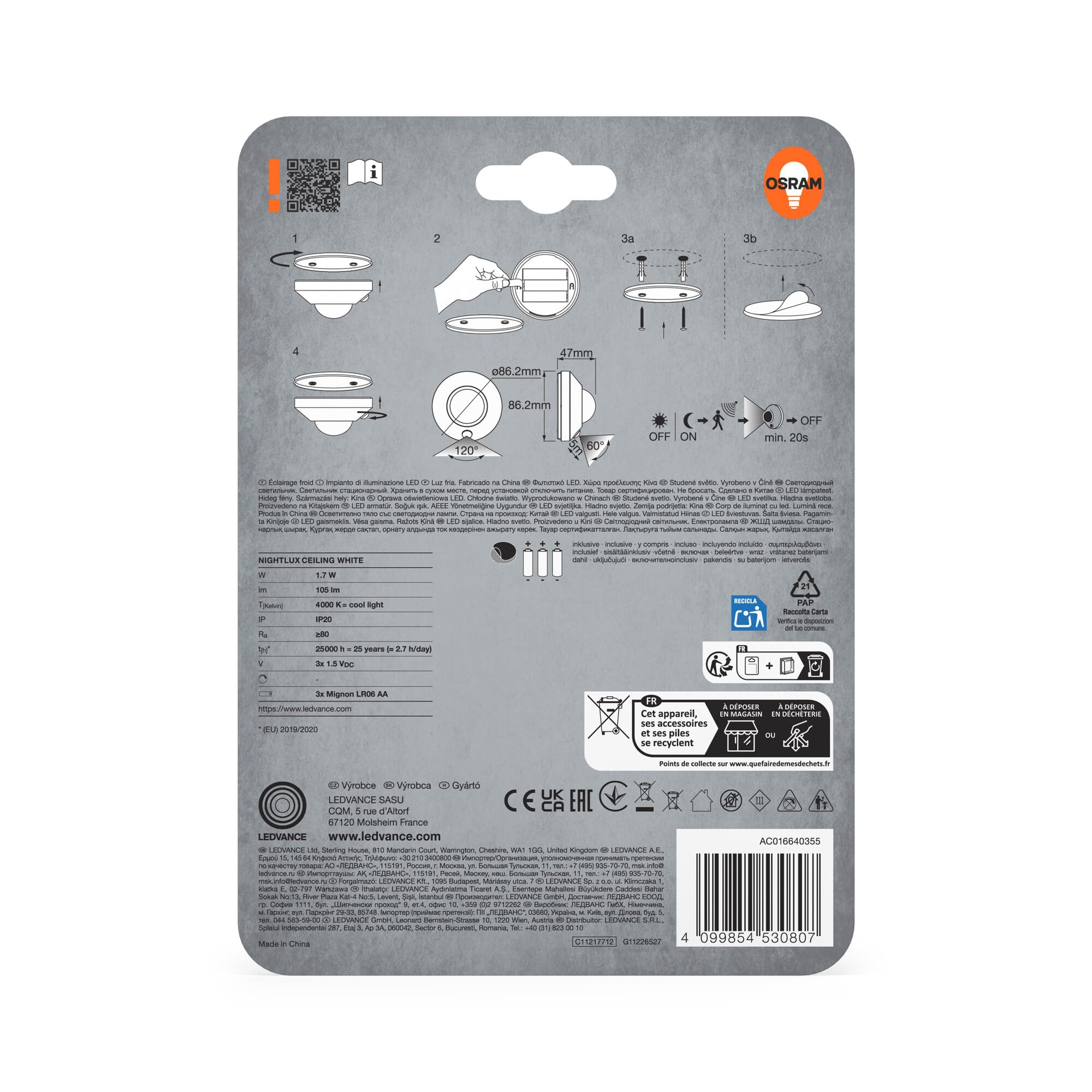 ams OSRAM SMART+ NIGHTLUX Ceiling Deckenleuchte Sensor
