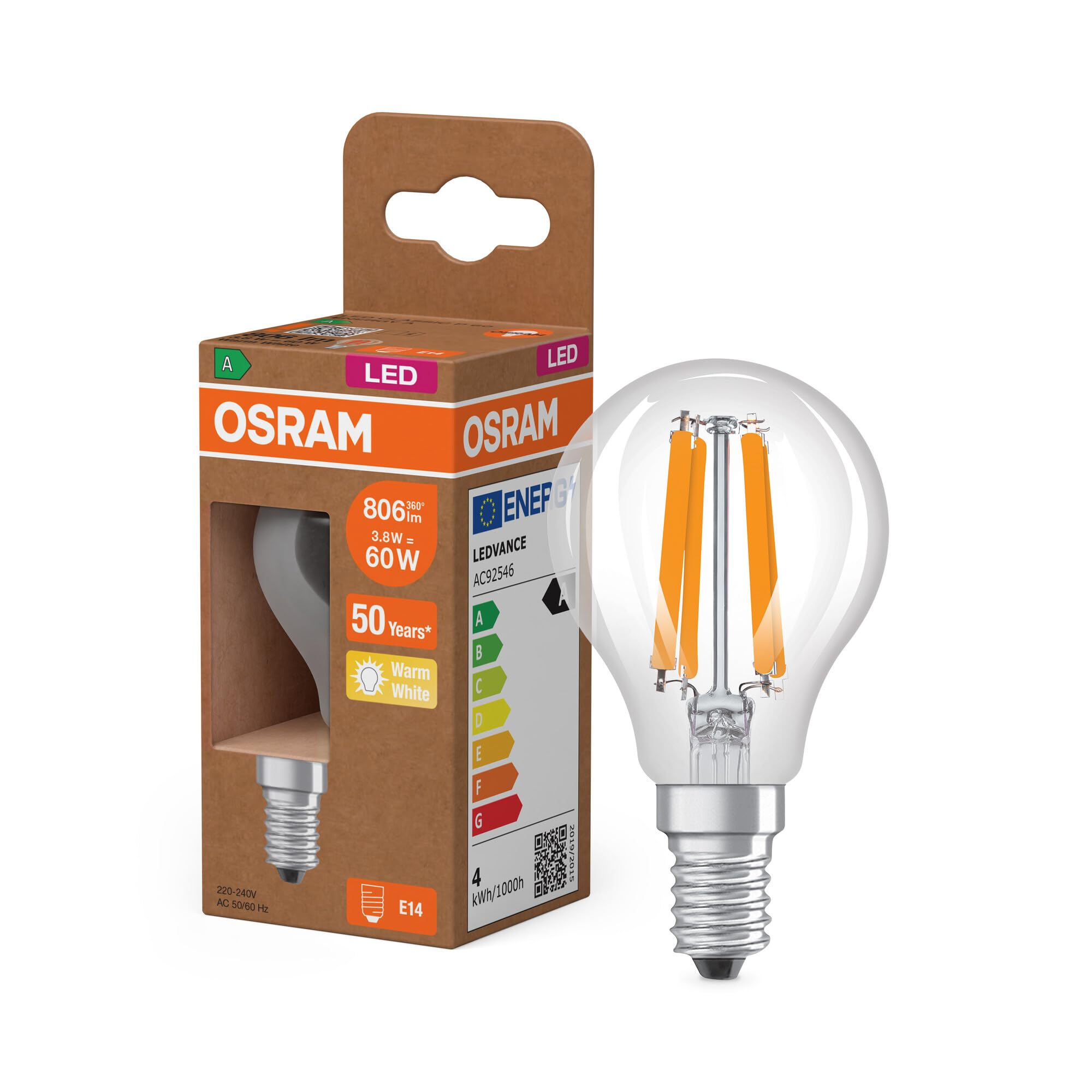 ams OSRAM SMART+ Classic P 60 LED-Lampe E14 warmweiß matt