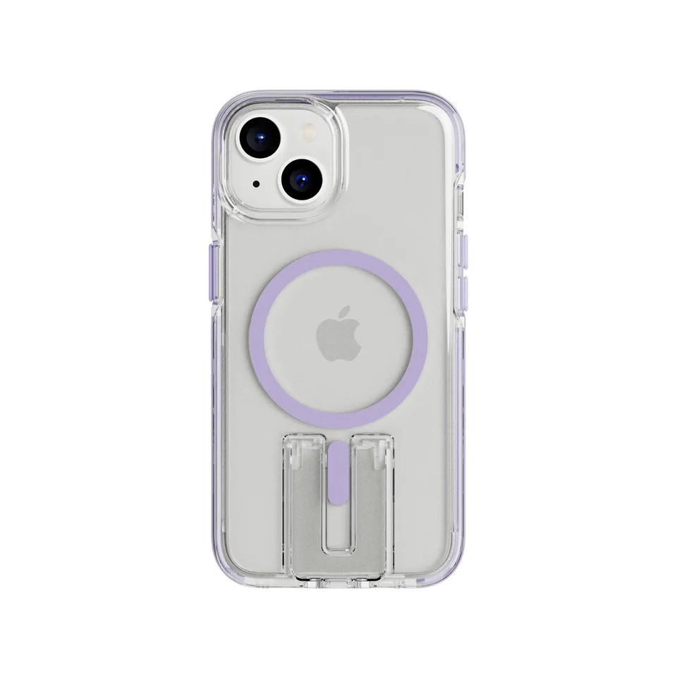 Tech21 EvoCrystal Kick MagSafe iPhone Hülle Clear/Lilac mit Ständer