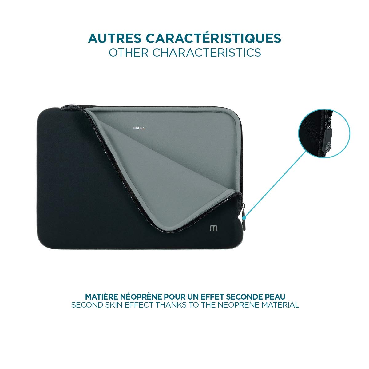 Mobilis Skin Neopren Notebookhülle 15,6 Zoll Schwarz Grau