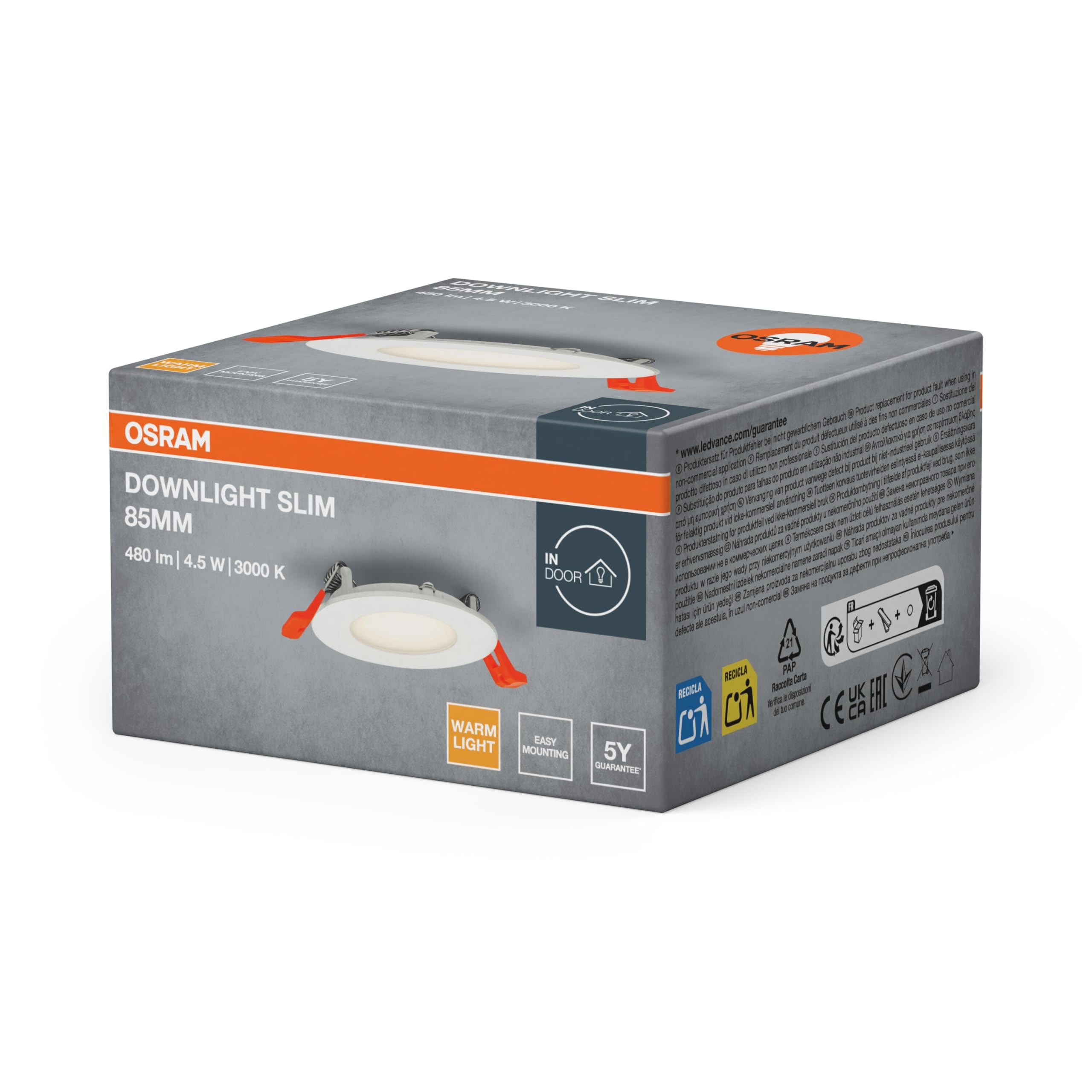 OSRAM Downlight Slim 85mm Einbauleuchte 3000K weiß