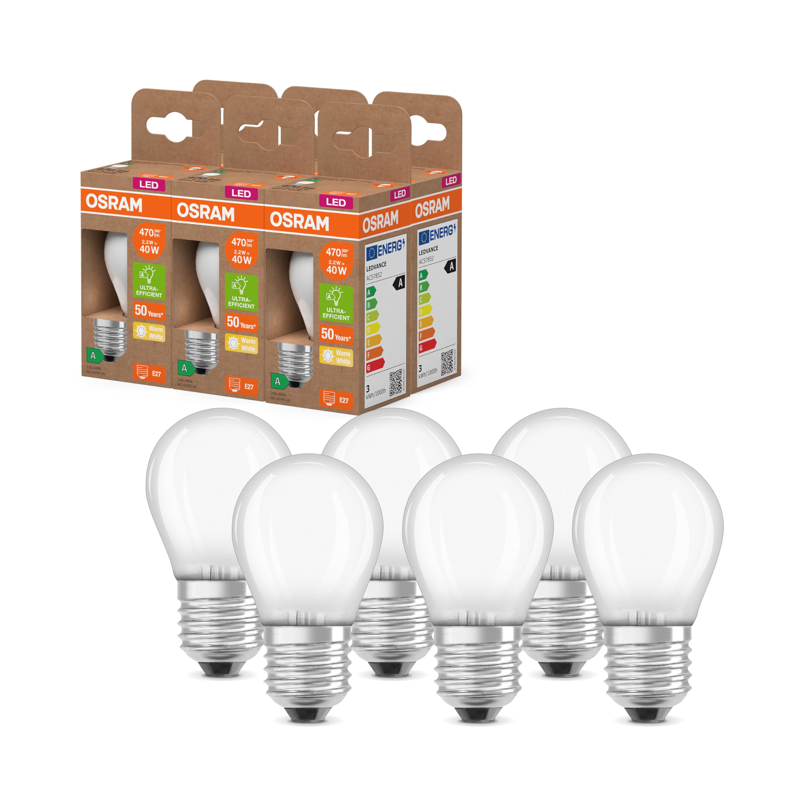 ams OSRAM SMART+ P 60 LED Lampe E27 matt weiß 60W Ersatz