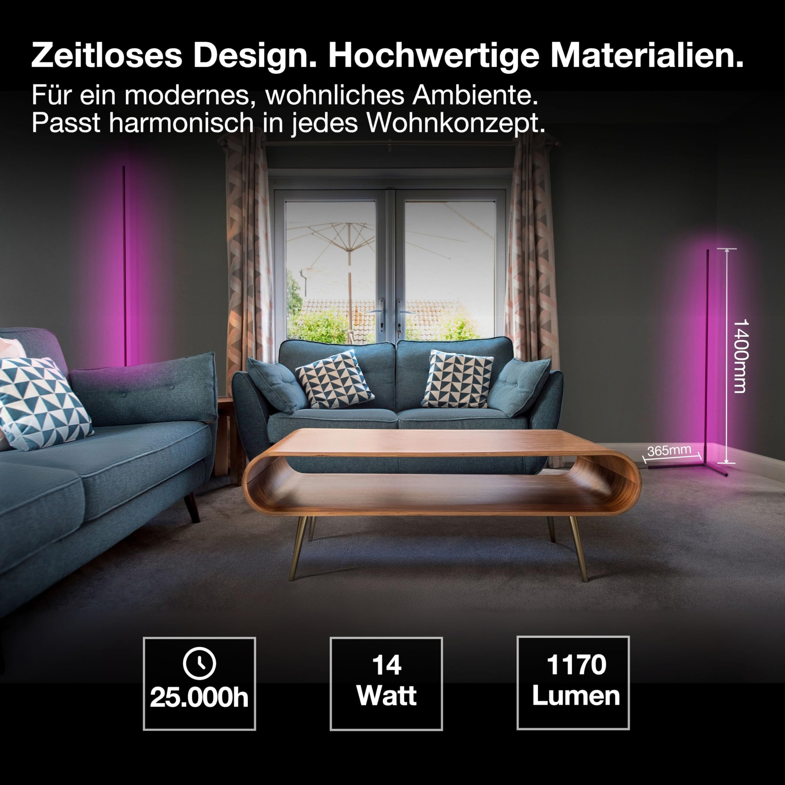 ams OSRAM SMART+ Stehleuchte 1,4m schwarz RGBW WiFi