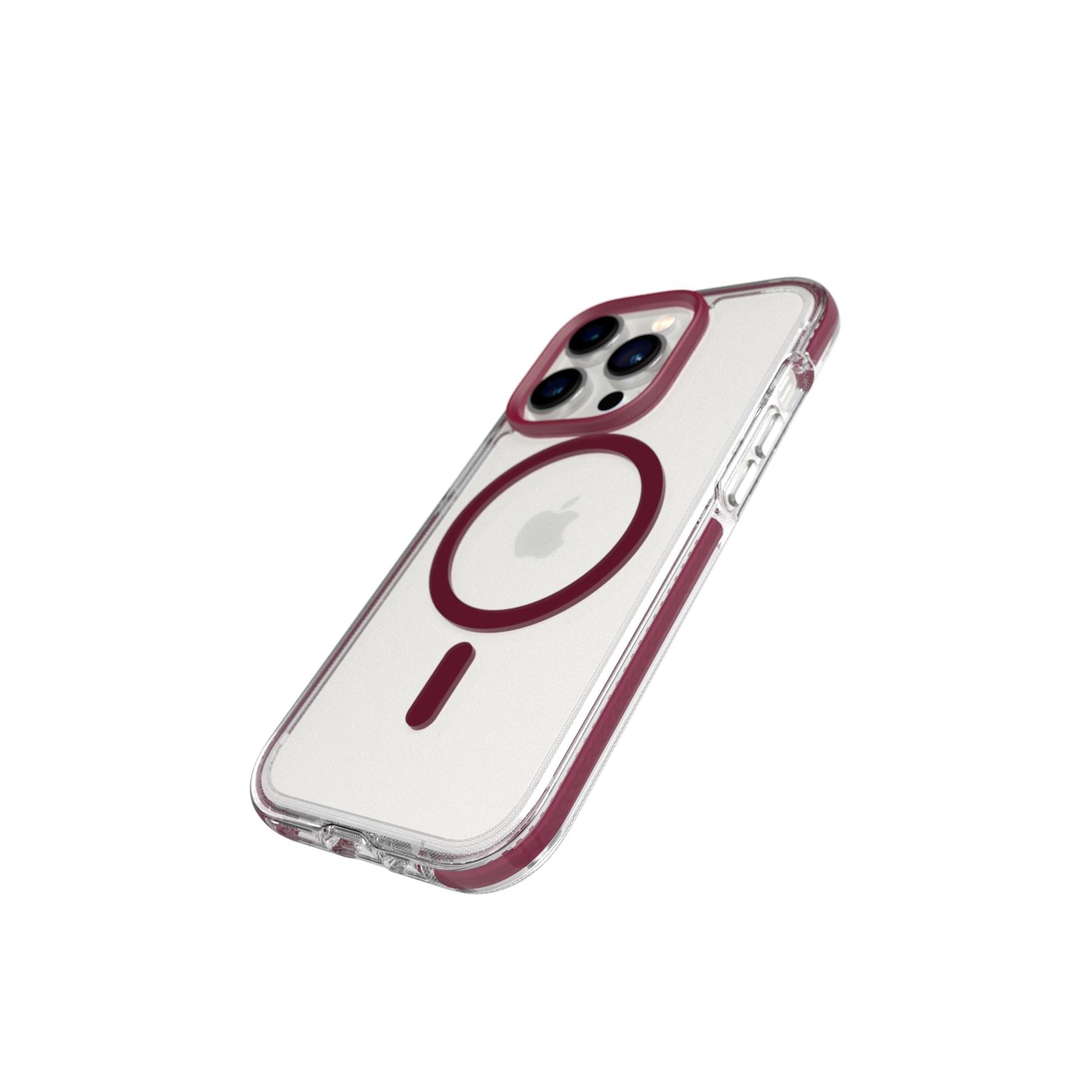 Tech21 EvoCrystal iPhone 14 Pro Hülle Burgundy MagSafe 4,9m