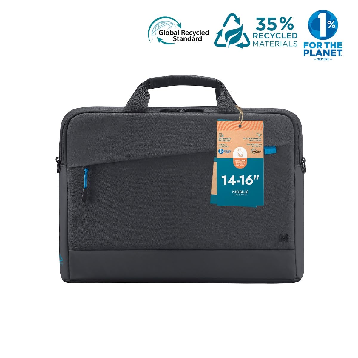 Mobilis Trendy Notebook-Tasche 16 Zoll 40,6cm 35% Recycling schwarz