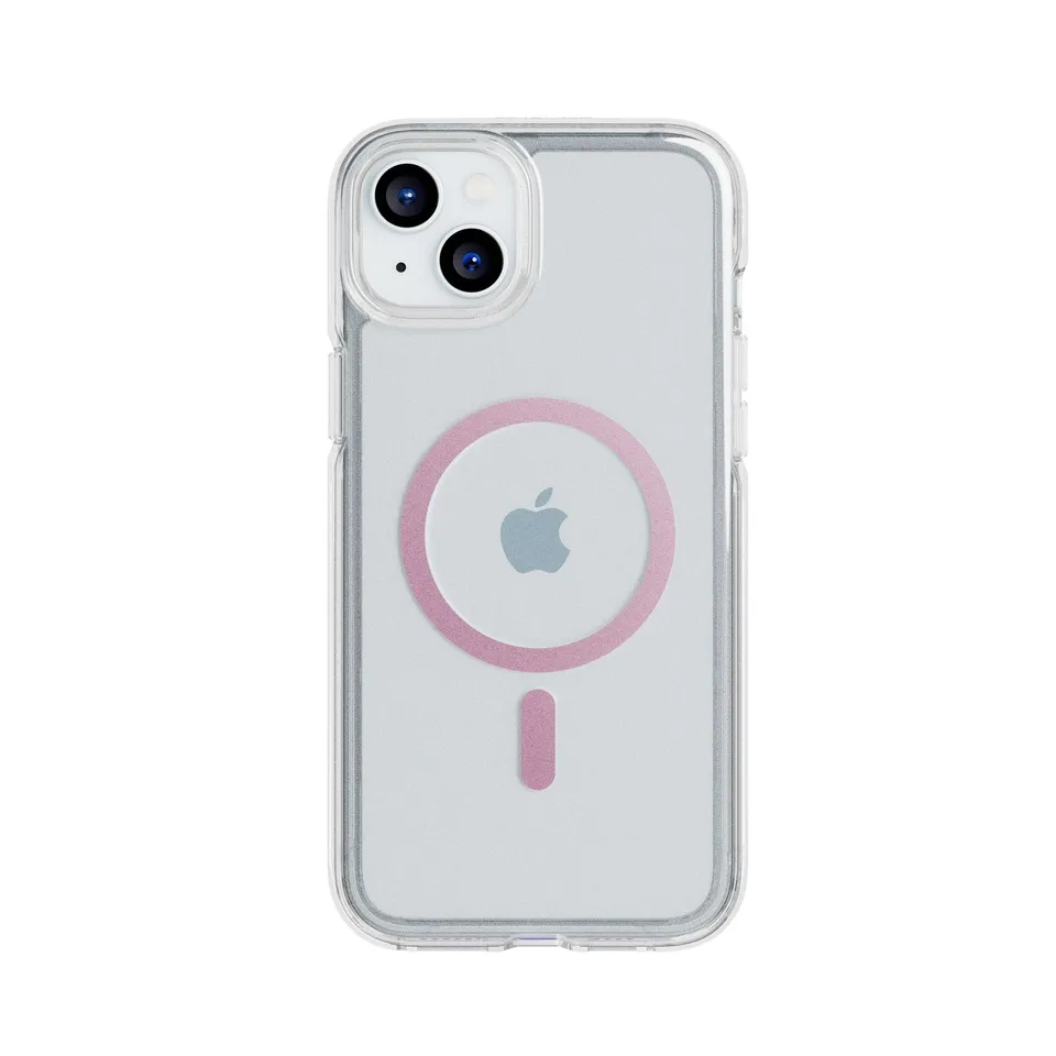 Tech21 FlexQuartz iPhone 15 Plus Hülle Pink MagSafe klar