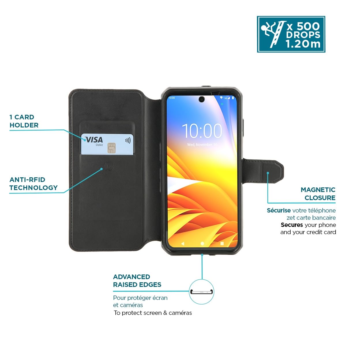 Mobilis Activ+ Zebra EM45 Folio-Hülle Schwarz RFID-Schutz