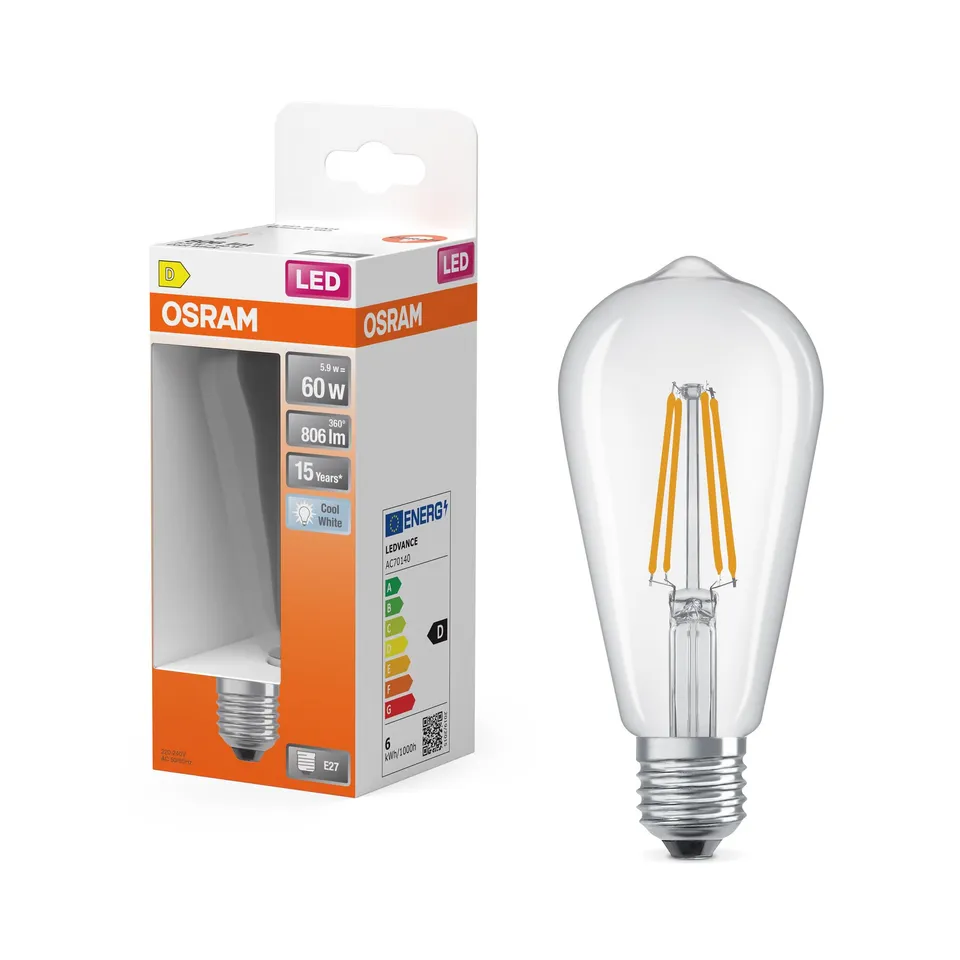 ams OSRAM SMART+ Edison A60 LED-Lampe klar E27 neutralweiß