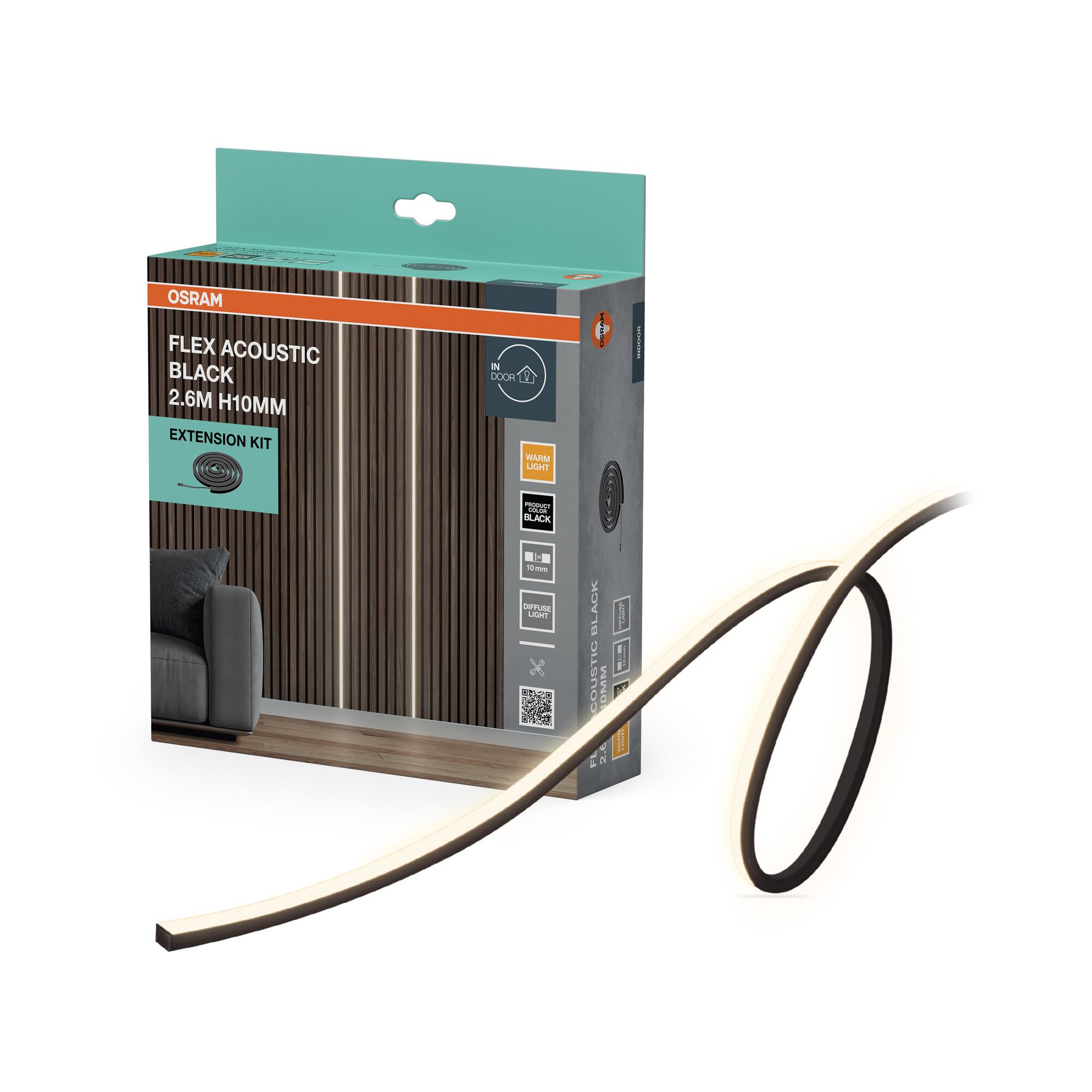 ams OSRAM Flex Acoustic Extension LED-Streifen Schwarz 3000K