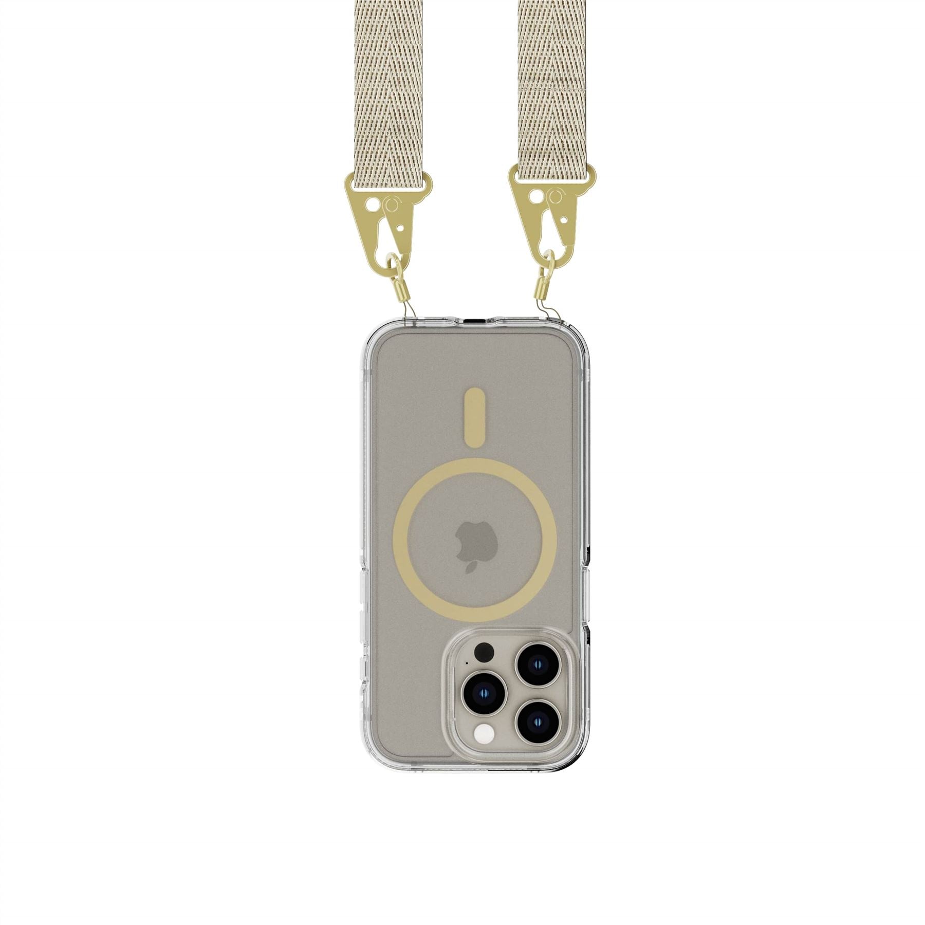 Tech21 FlexQuartz iPhone 15 Pro Handyhülle Gold MagSafe + Band