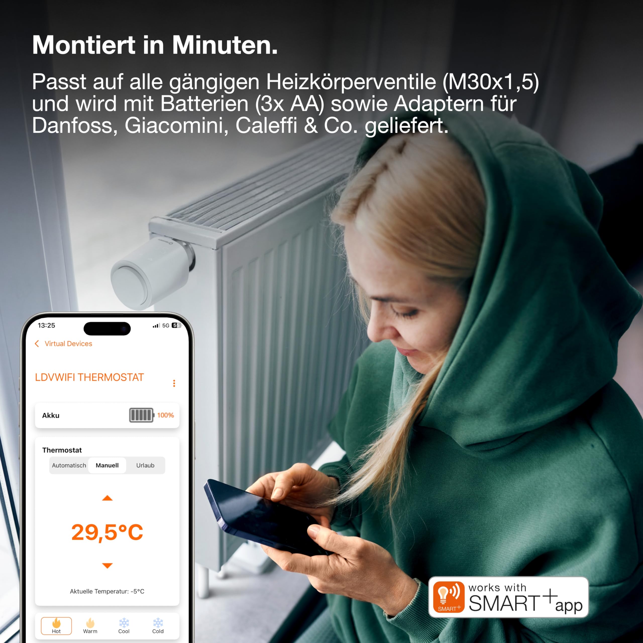 OSRAM SMART+ Heizkörperthermostat WLAN weiß 3er-Pack Alexa