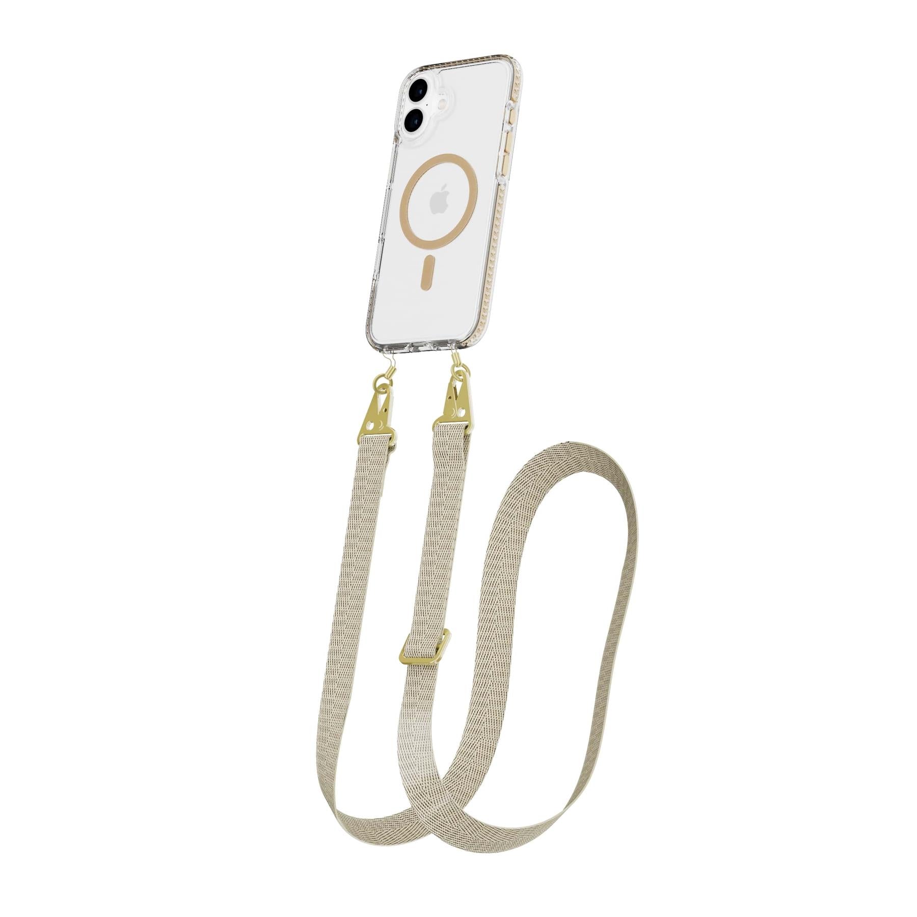 Tech21 EvoCrystal iPhone 16 Plus Hülle Gold mit Cross-Body