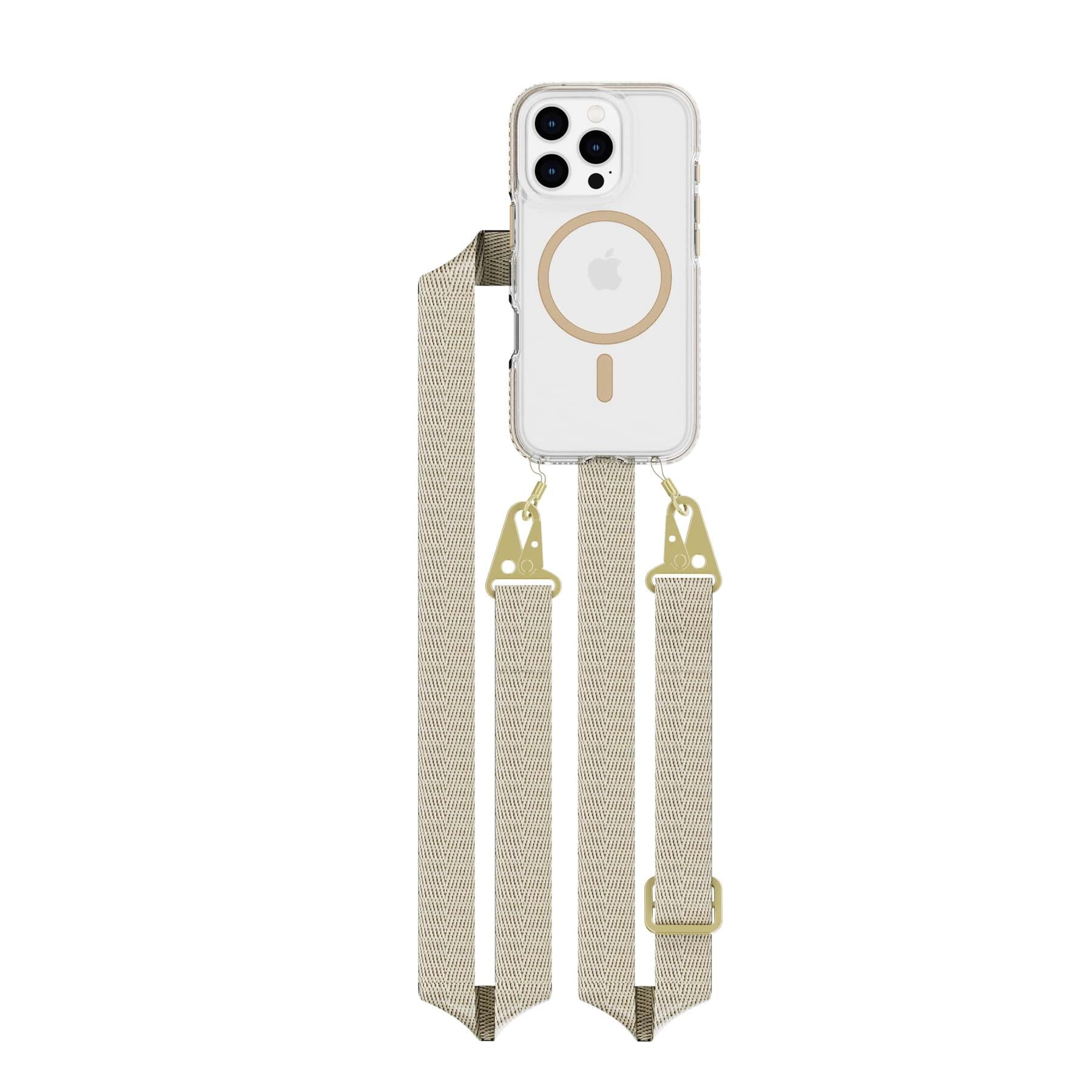 Tech21 EvoCrystal iPhone 16 Pro Handyhülle Gold mit Kette