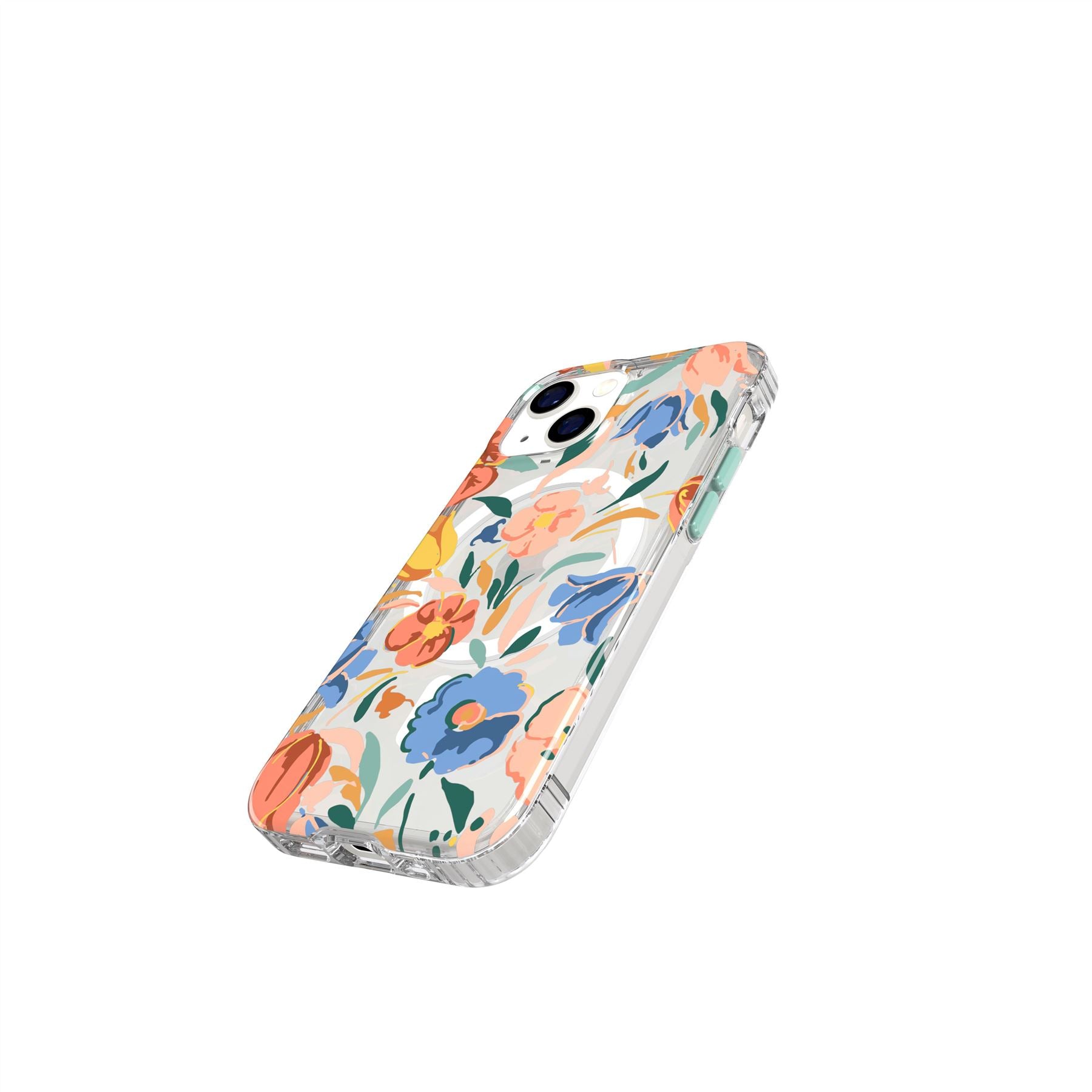 Tech21 EvoArt iPhone 13 Mini Hülle Peach Tulip MagSafe