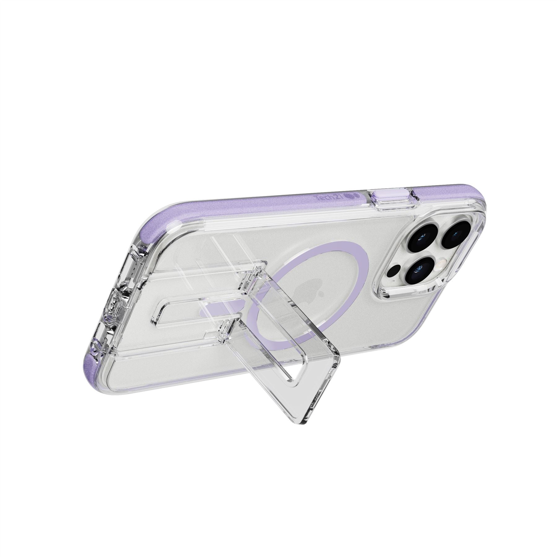 Tech21 EvoCrystal Kick iPhone 14 Pro Max Hülle MagSafe Lilac Ständer