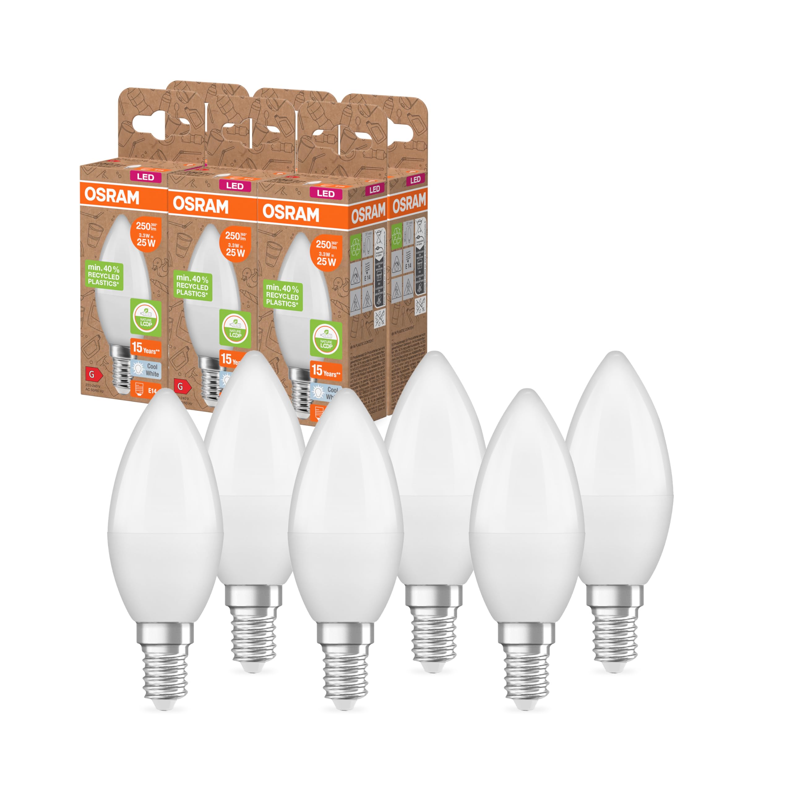 OSRAM Star P40 E14 LED-Lampe warmweiß 3er-Pack matt