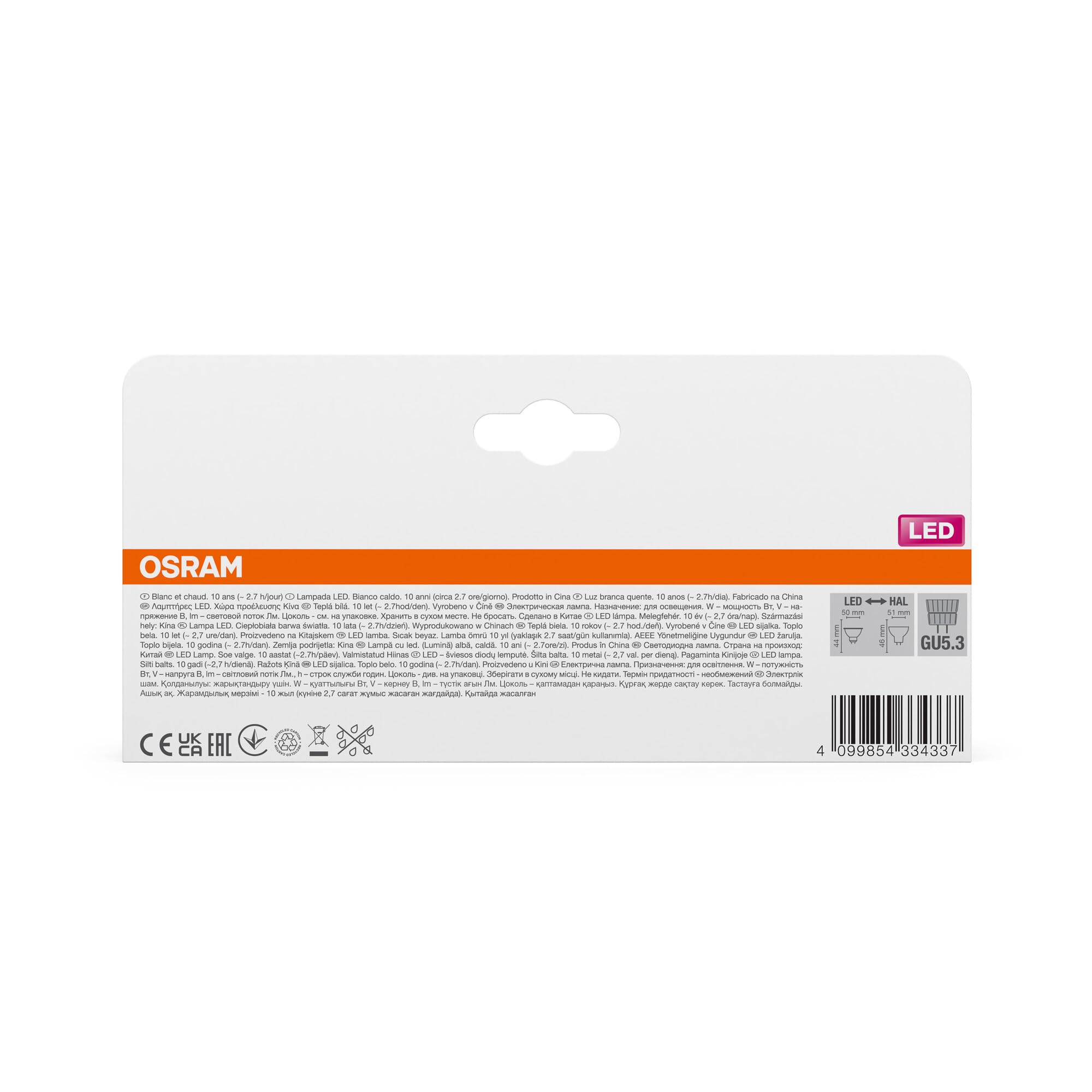 OSRAM SMART+ Base MR16 LED-Spot GU5.3 warmweiß 5er-Pack