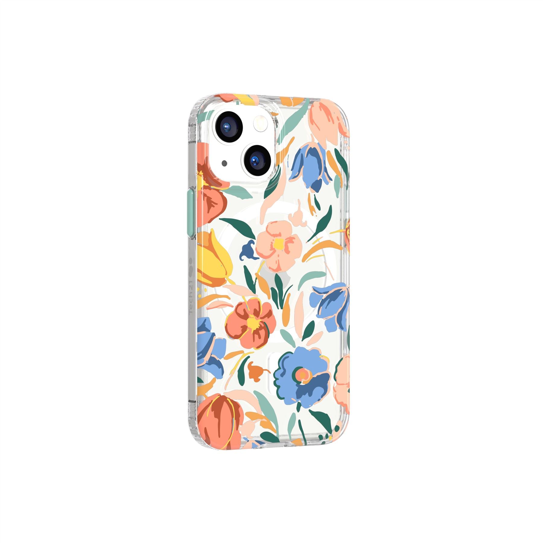 Tech21 EvoArt iPhone 13 Mini Hülle Peach Tulip MagSafe