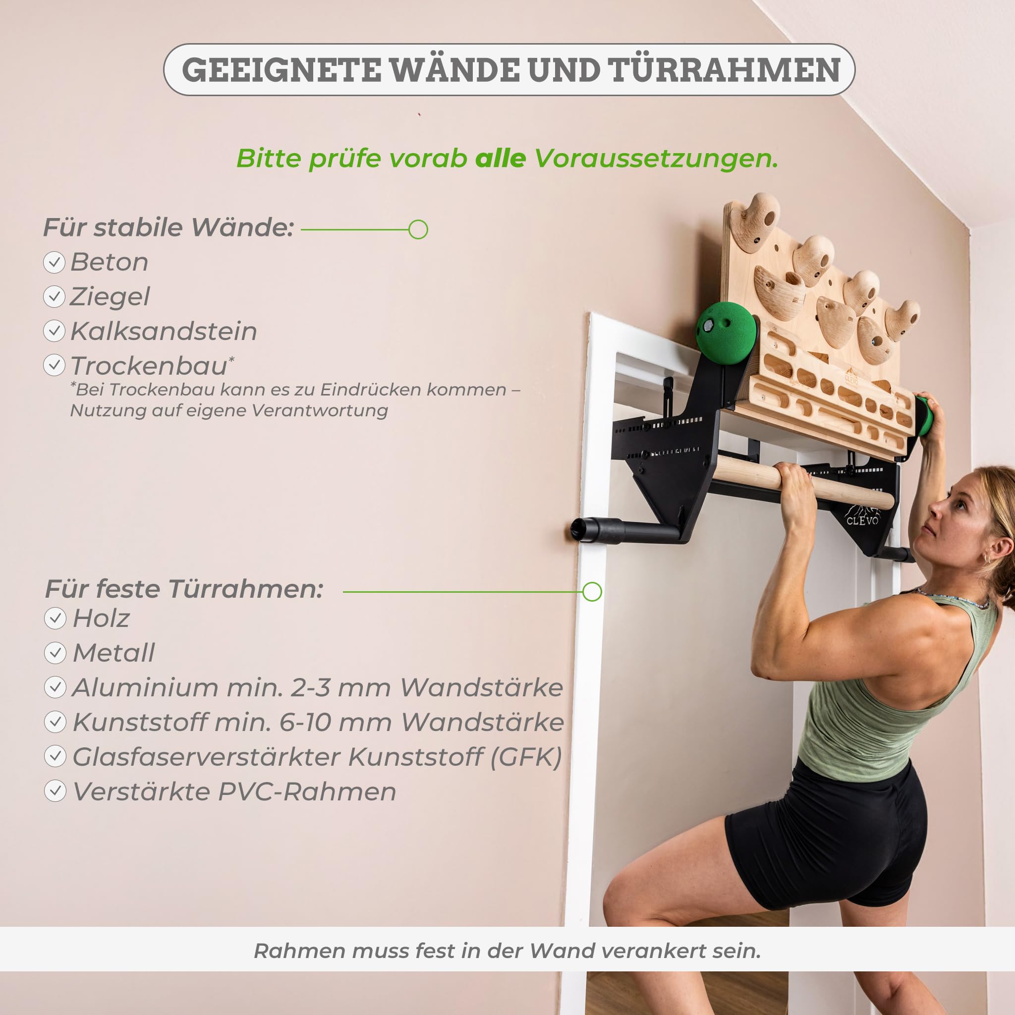 Clevo Door + Hangboard Bundle Griffbrett Buche ohne Bohren