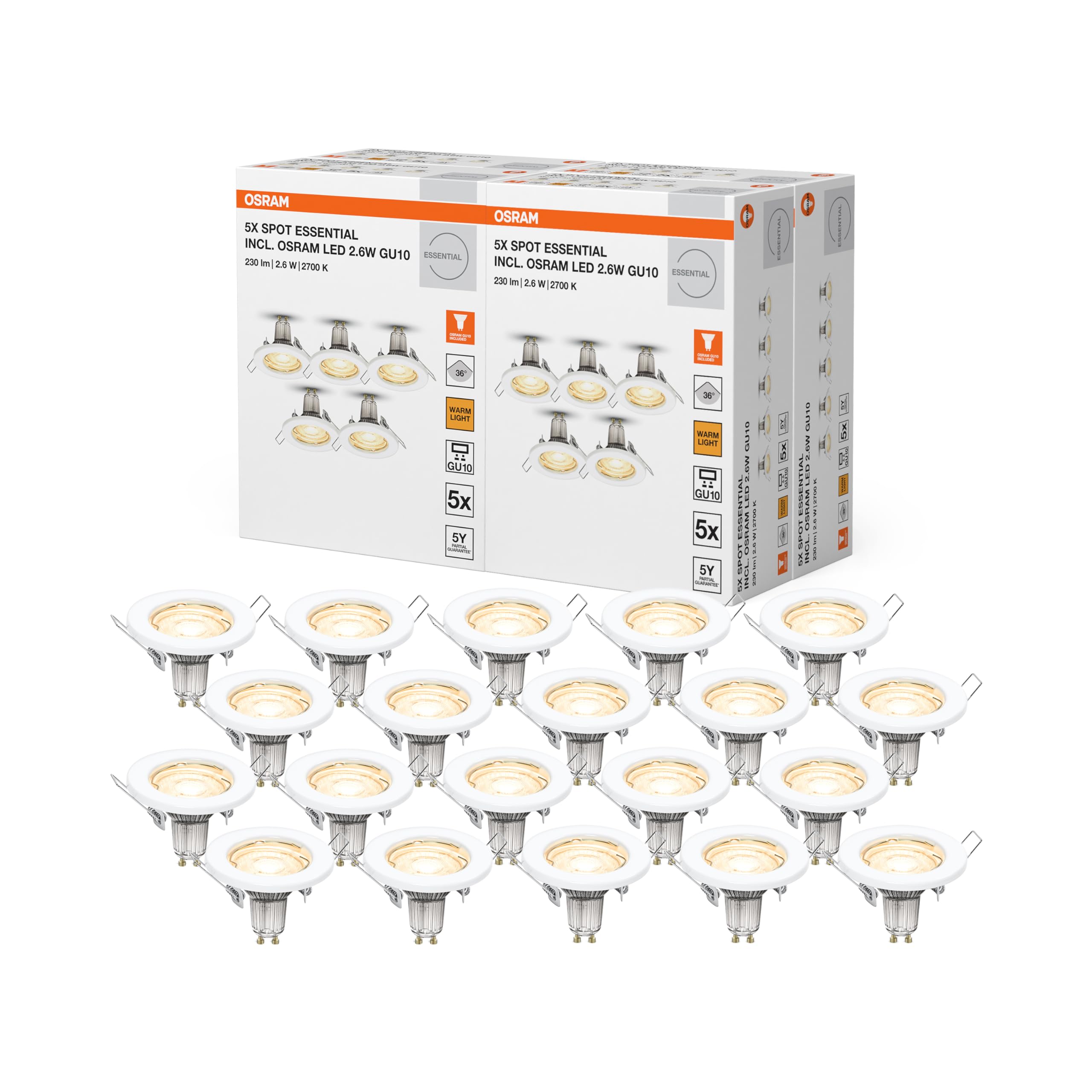 ams OSRAM SMART+ Spot Set GU10 Einbauspot weiß 5er-Set